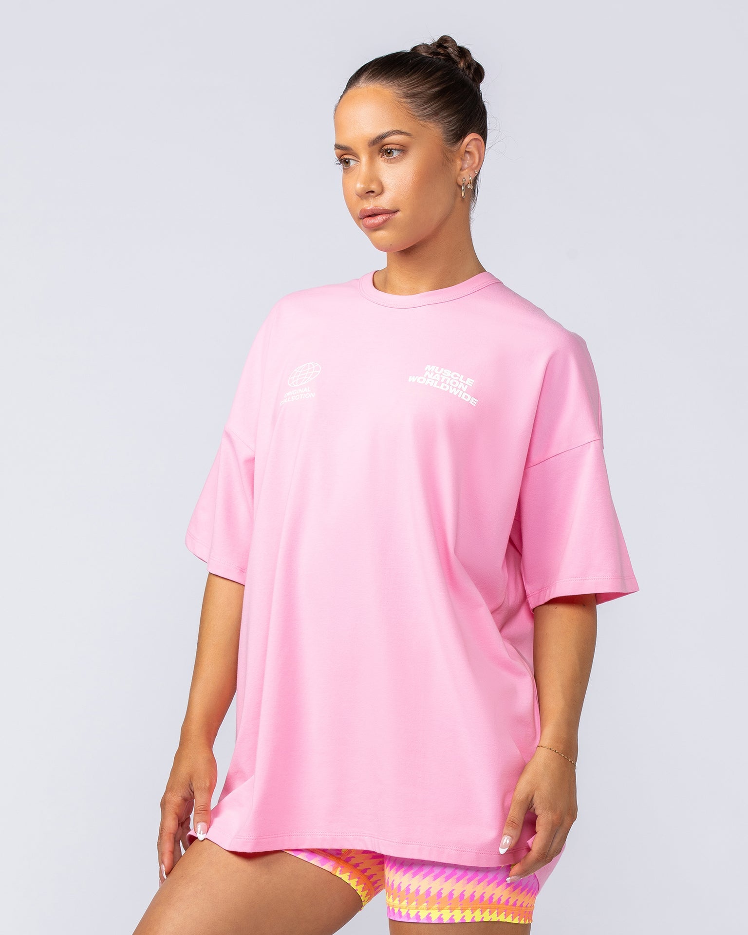 Womens Global Oversized Tee - Hollywood Pink