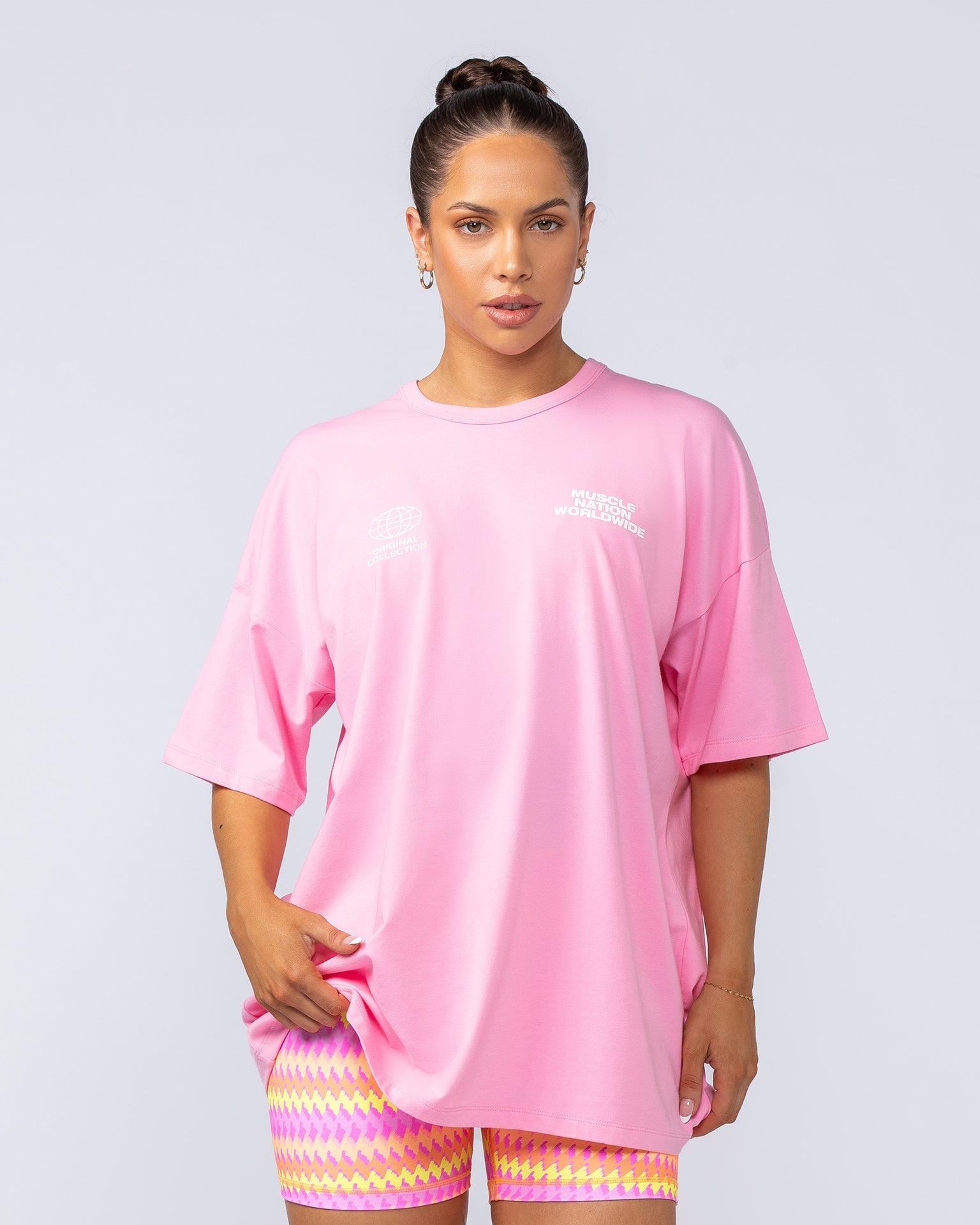 Womens Global Oversized Tee - Hollywood Pink