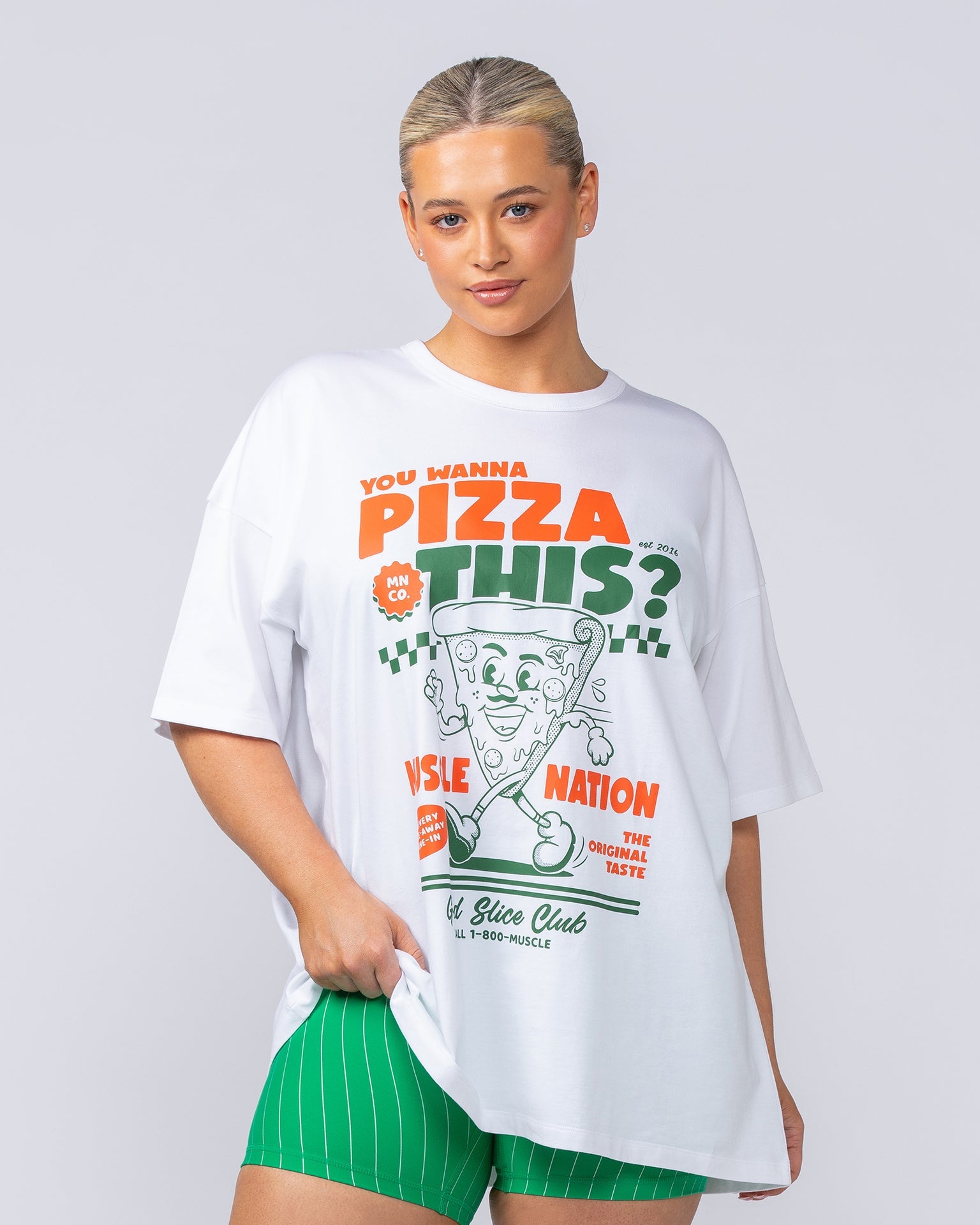 Womens Pizza This Oversized Tee - White