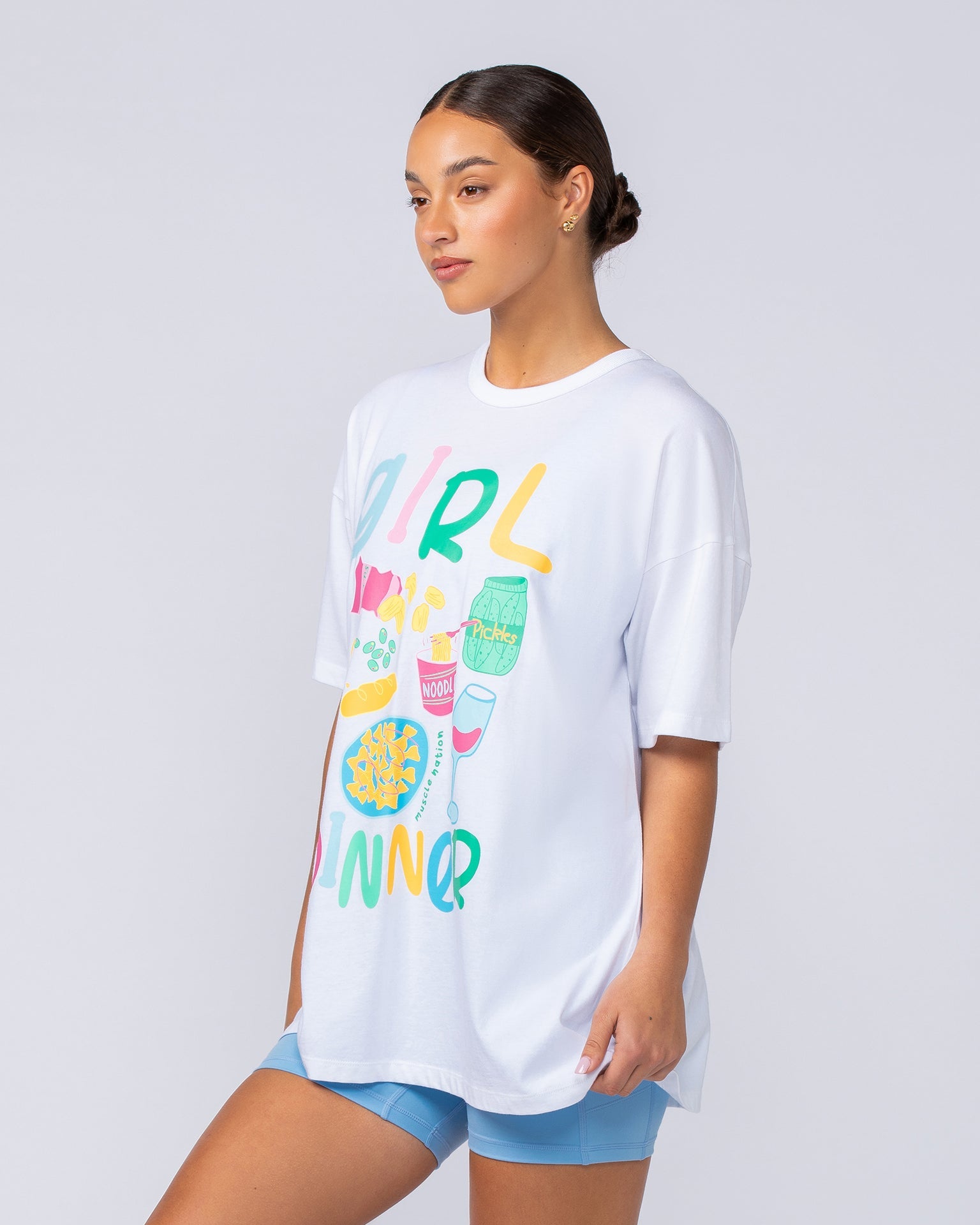 Girl Dinner Oversized Tee - White