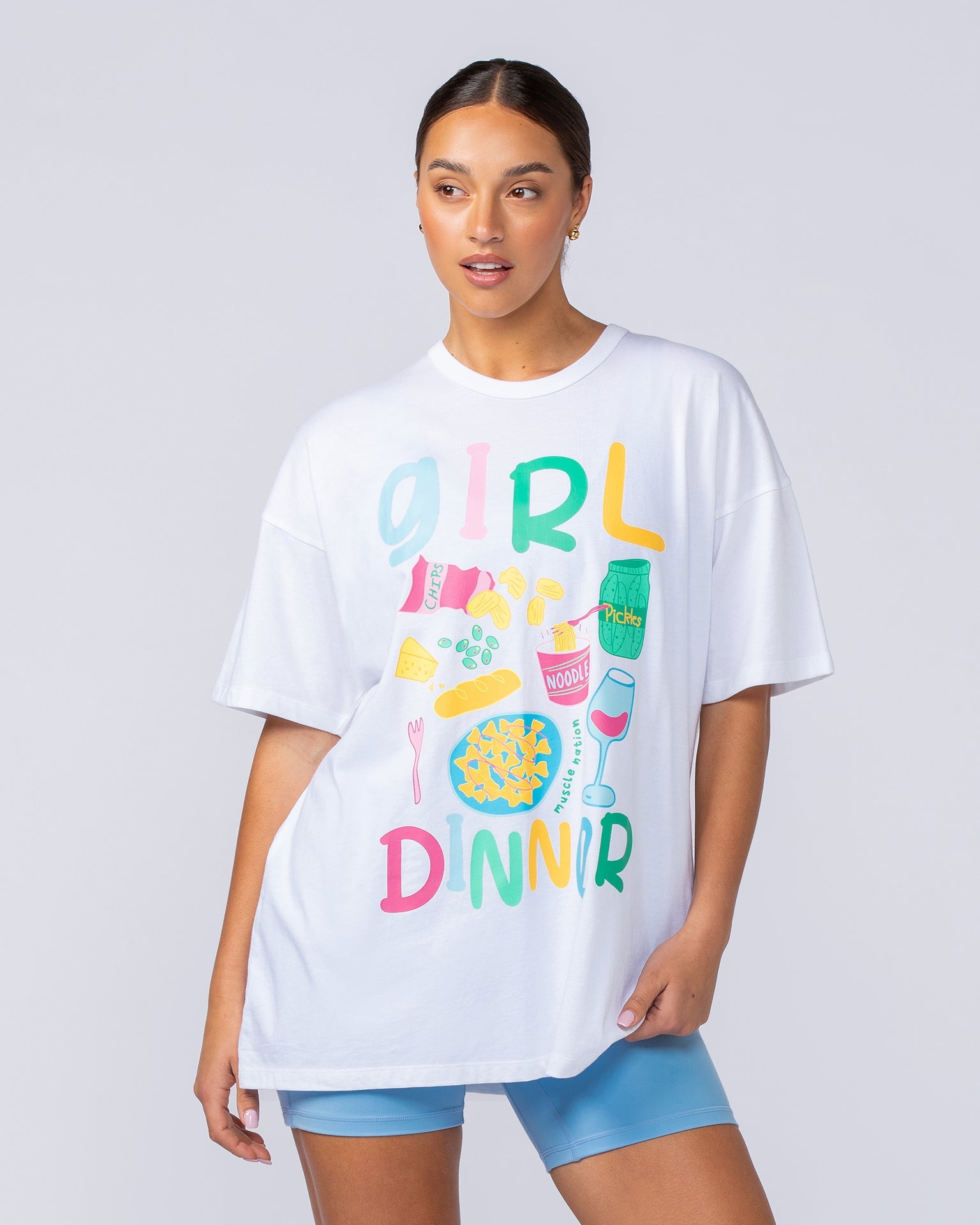 Girl Dinner Oversized Tee - White