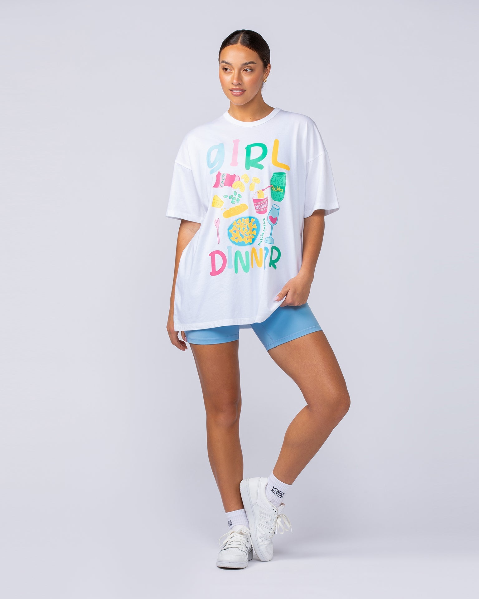 Girl Dinner Oversized Tee - White