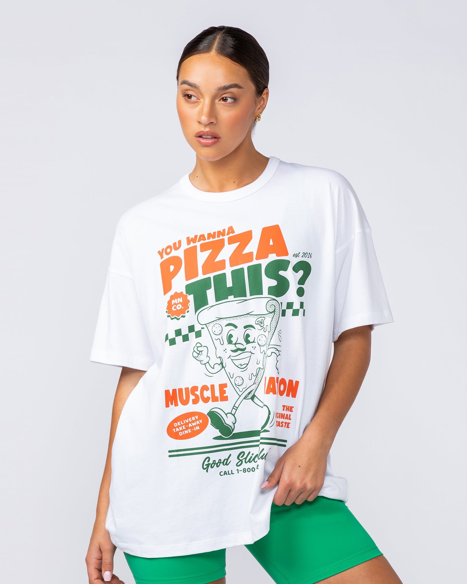 Womens Pizza This Oversized Tee - White