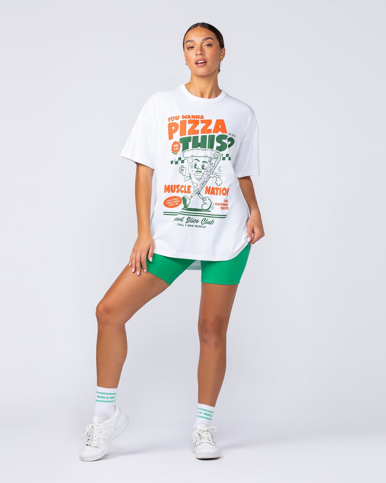 Womens Pizza This Oversized Tee - White