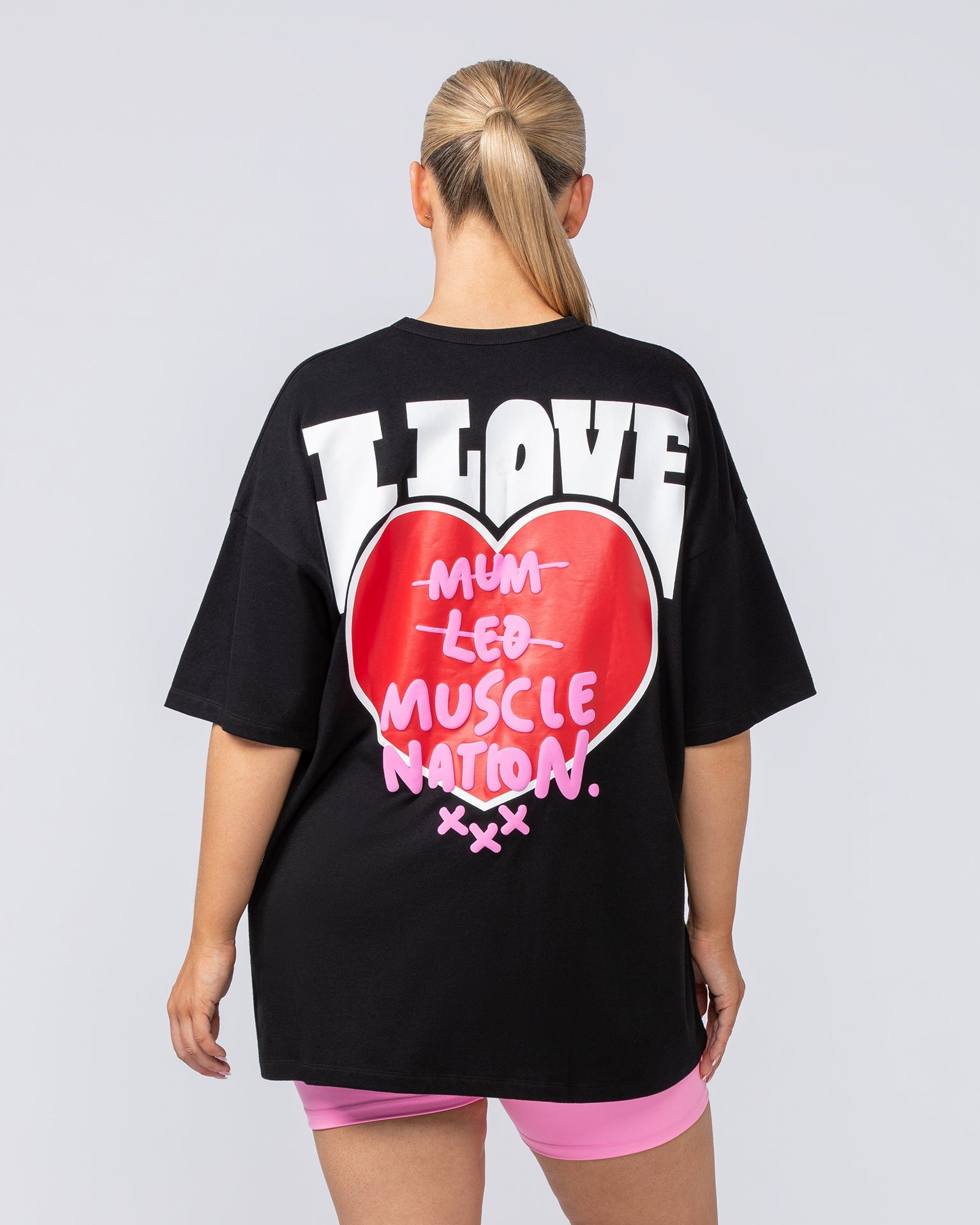 Womens Biggest Fan Oversized Tee - Black