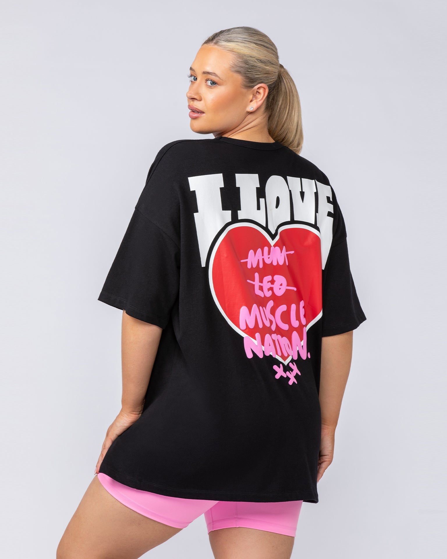 Womens Biggest Fan Oversized Tee - Black