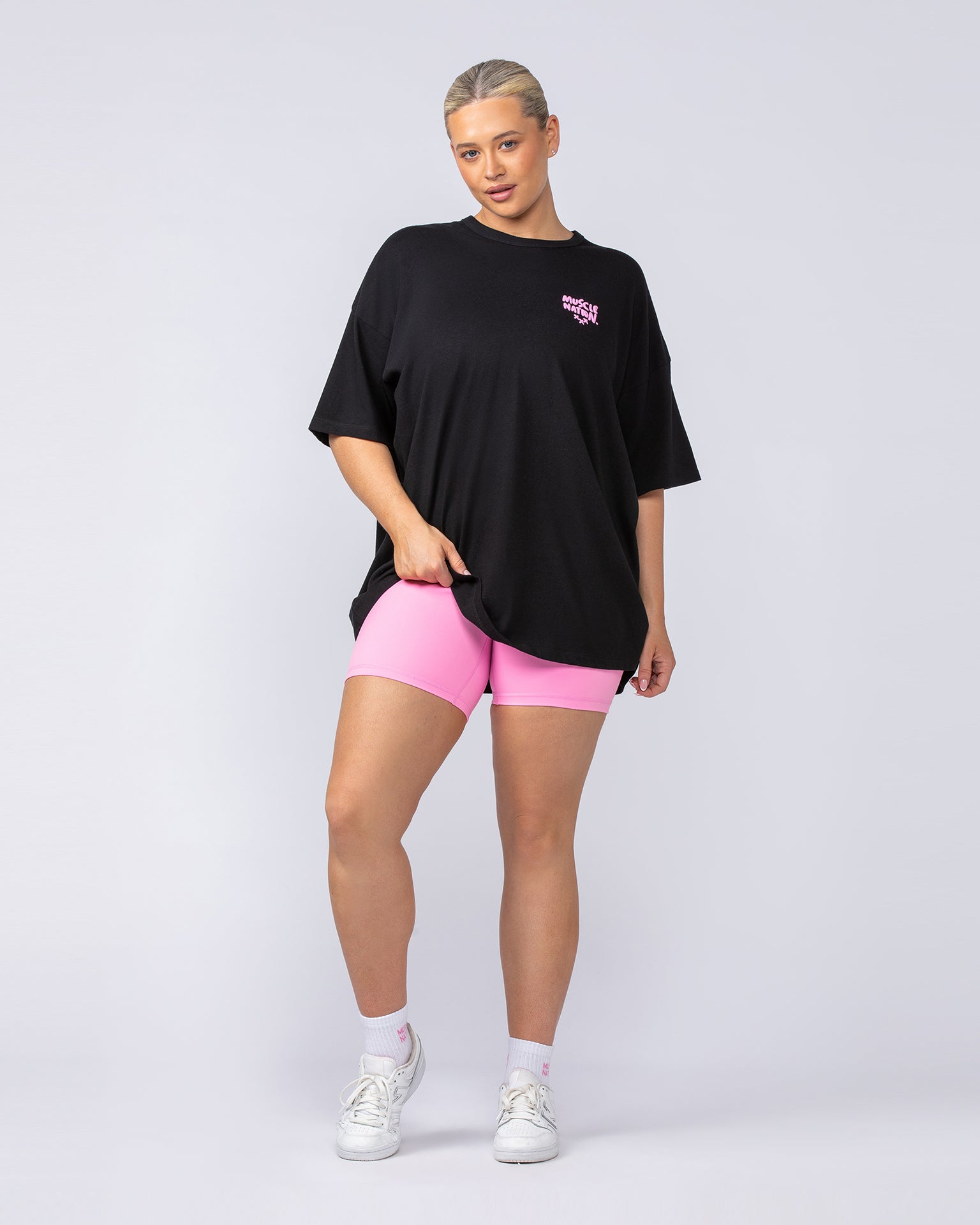 Womens Biggest Fan Oversized Tee - Black