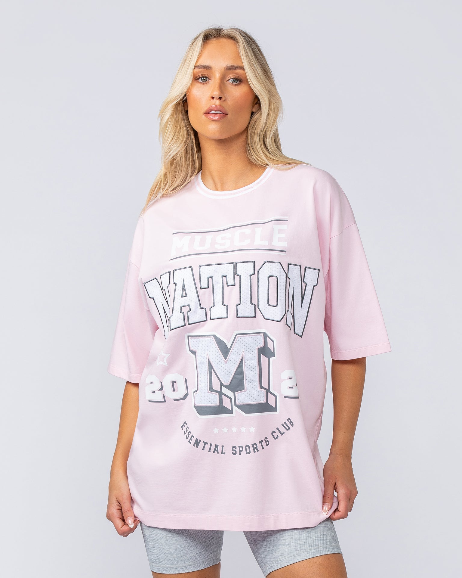 Sporting Club Oversized Tee - Soft Pink