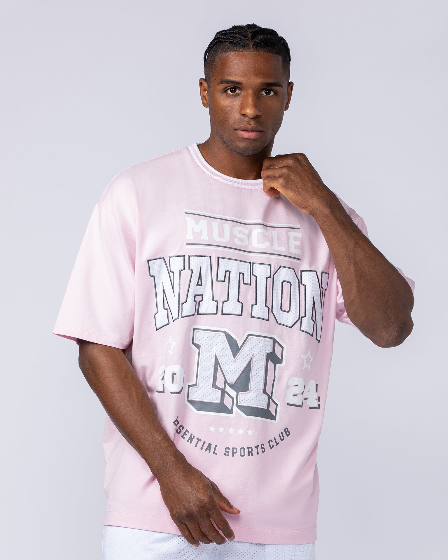 Sporting Club Oversized Tee - Soft Pink