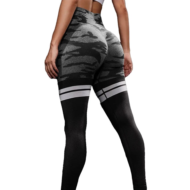 Seamless Camo Leggings wtih Pocket - Black