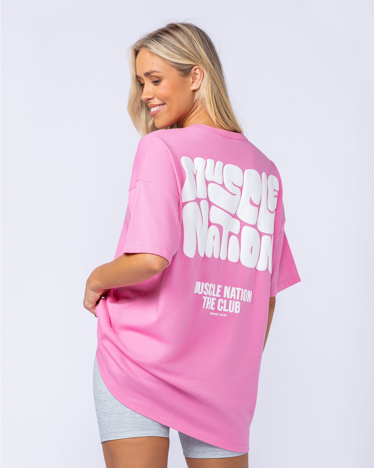 Womens Wave Oversized Tee - Hollywood Pink