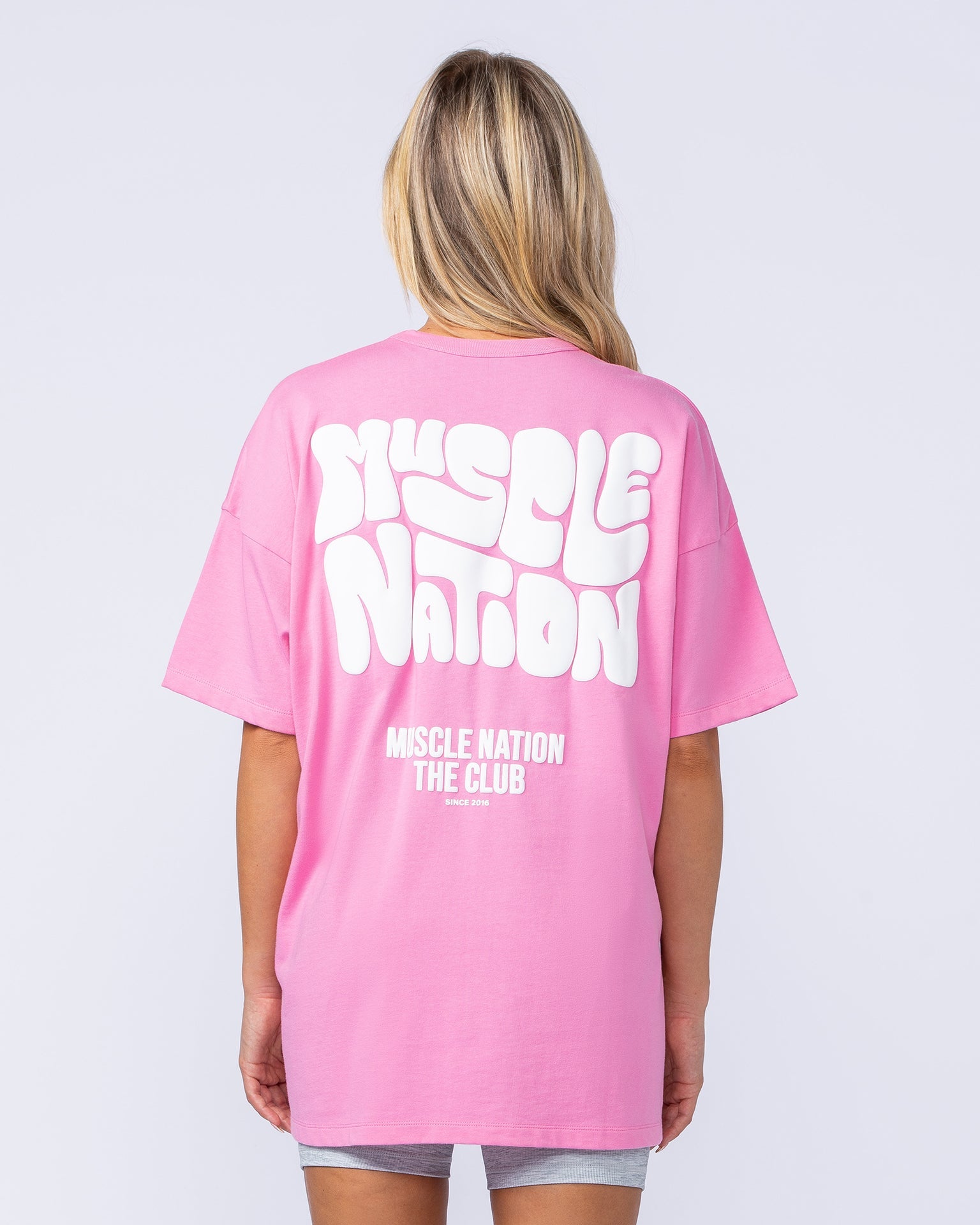 Womens Wave Oversized Tee - Hollywood Pink