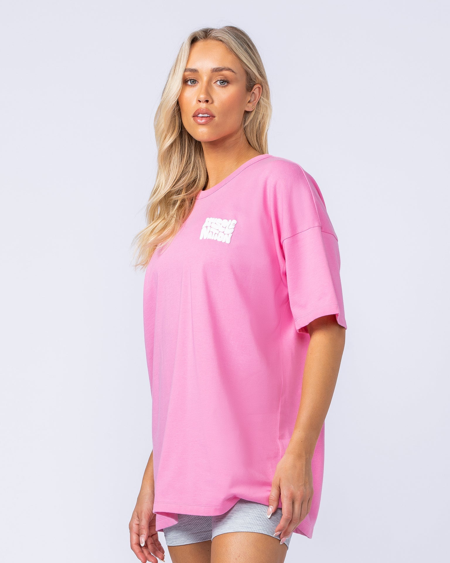 Womens Wave Oversized Tee - Hollywood Pink