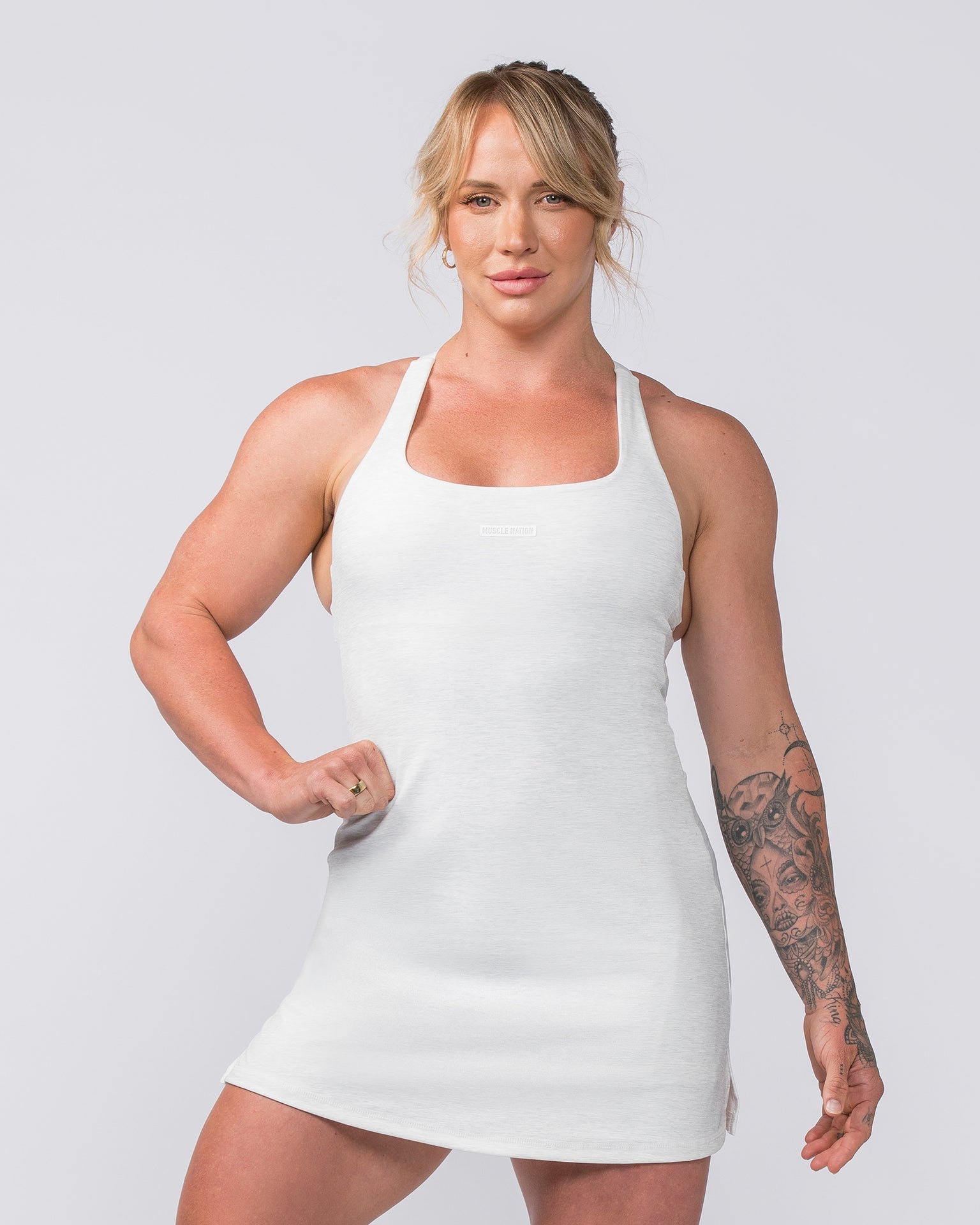 MN x Em King Aura Dress - White Grey Marl