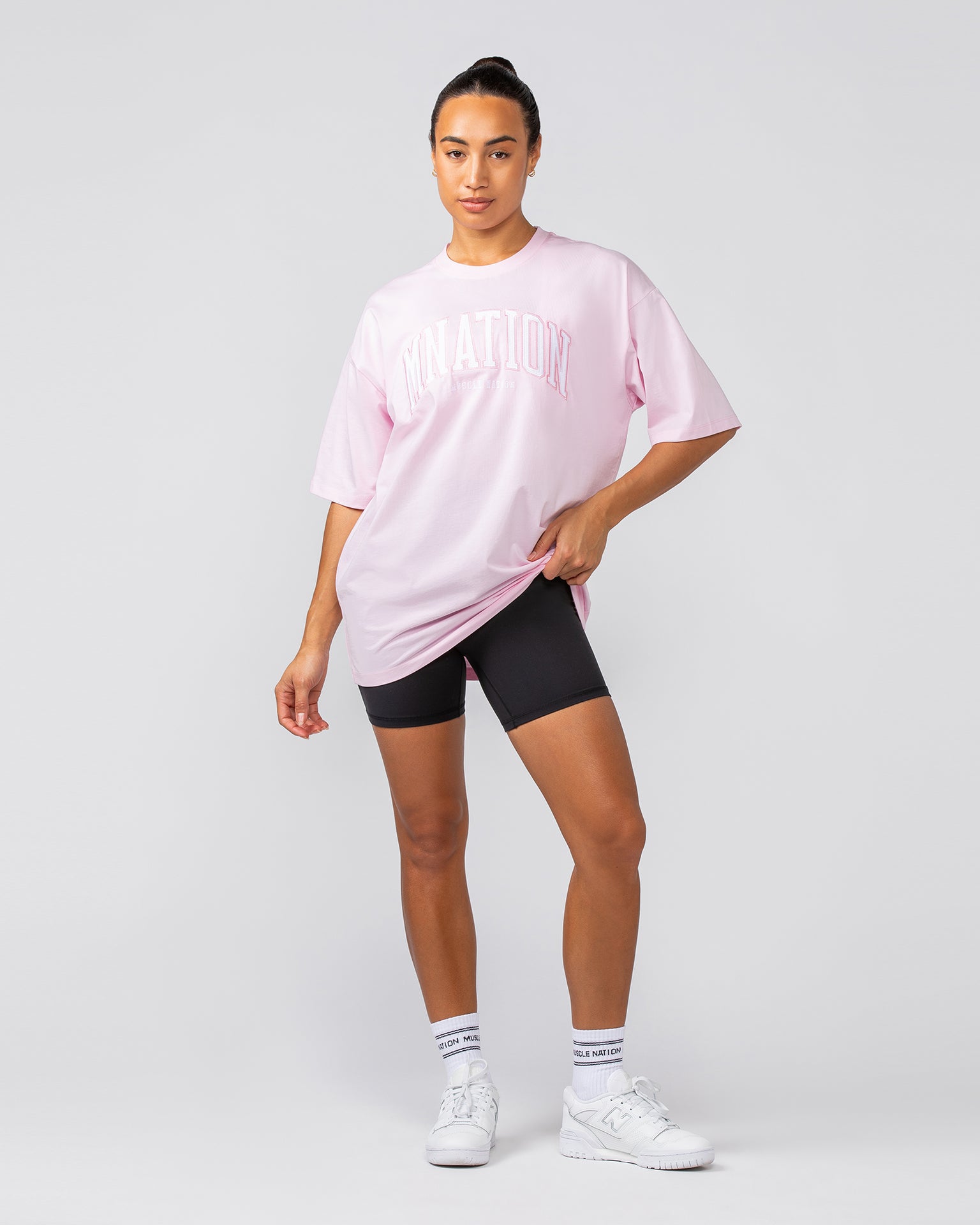 Varsity Oversized Tee - Pale Pink