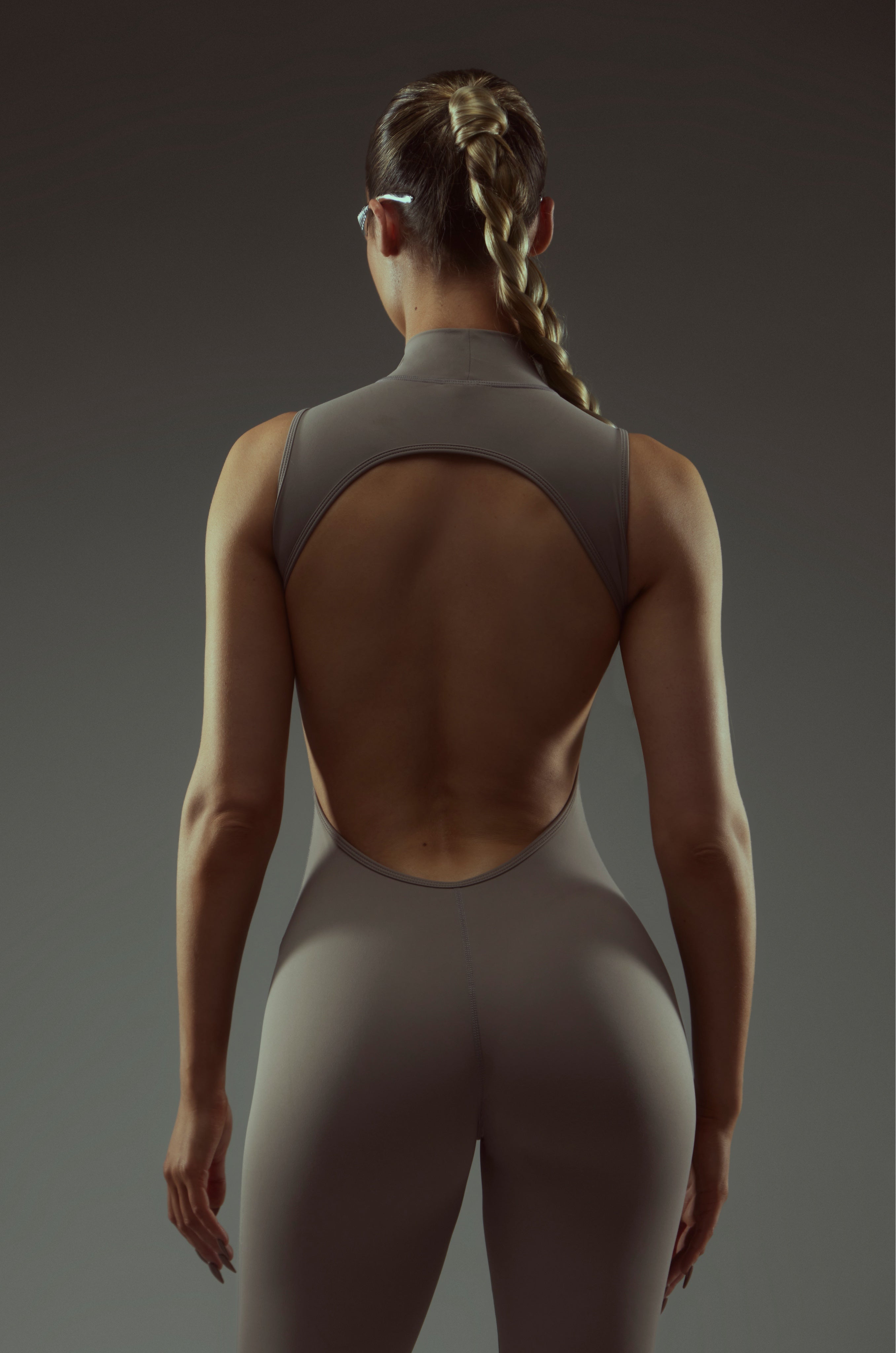 High Neck one piece- grey | KATE GALLIANO Activewear