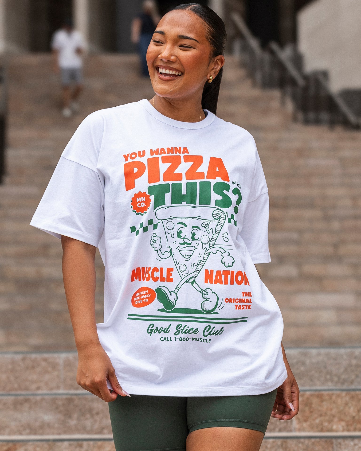 Womens Pizza This Oversized Tee - White