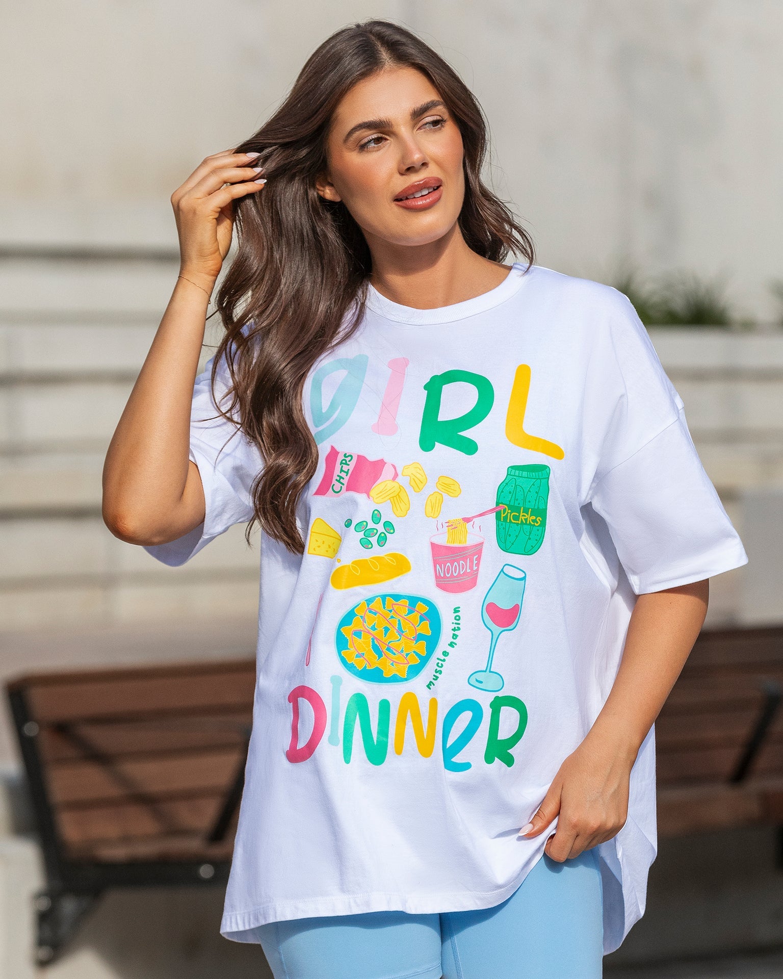 Girl Dinner Oversized Tee - White