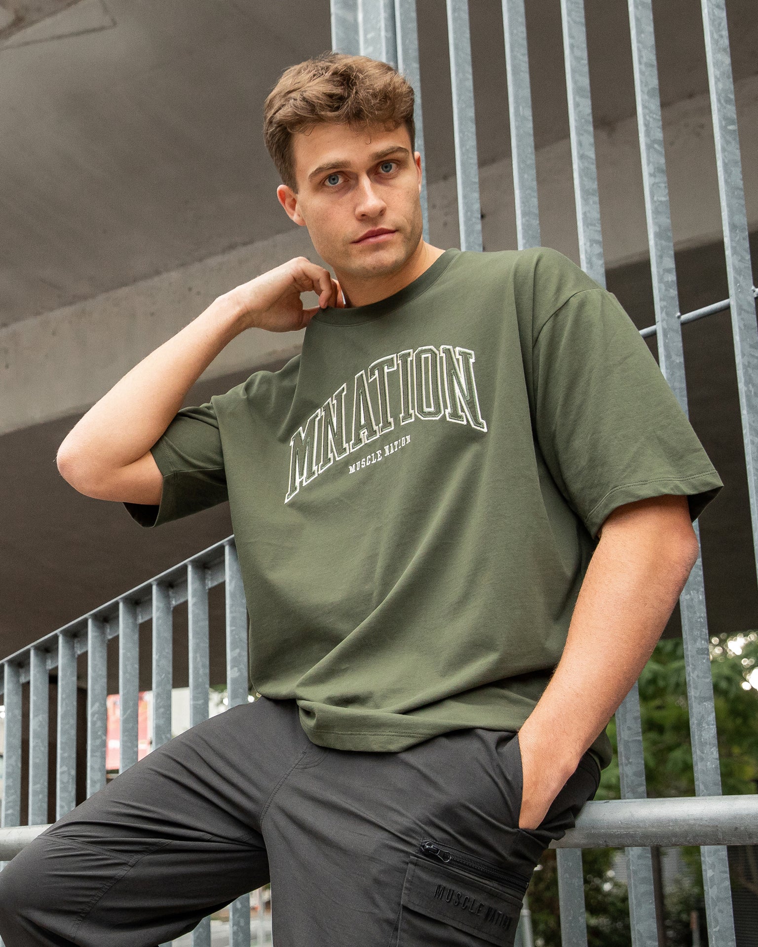 Varsity Oversized Tee - Dark Khaki