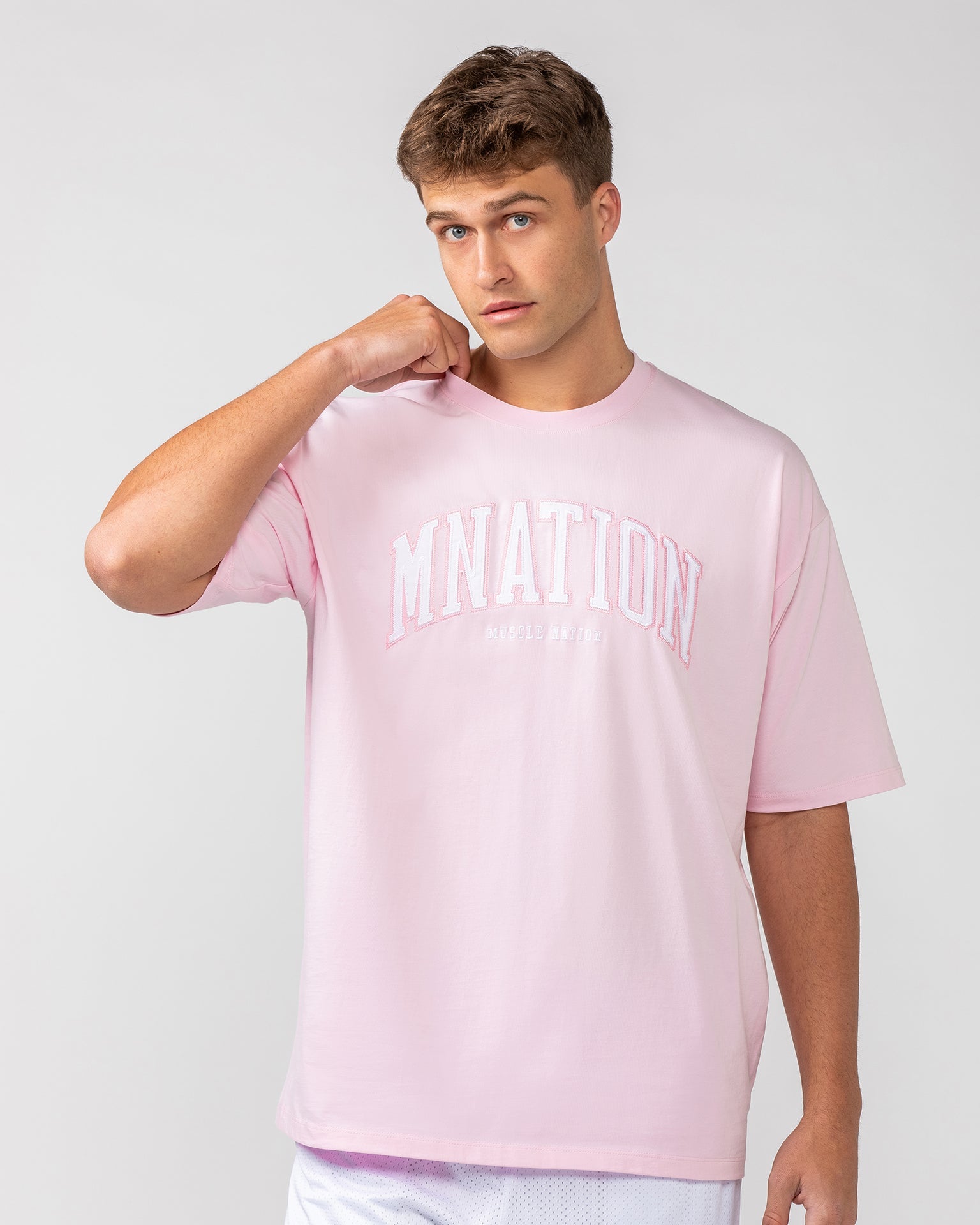 Varsity Oversized Tee - Pale Pink