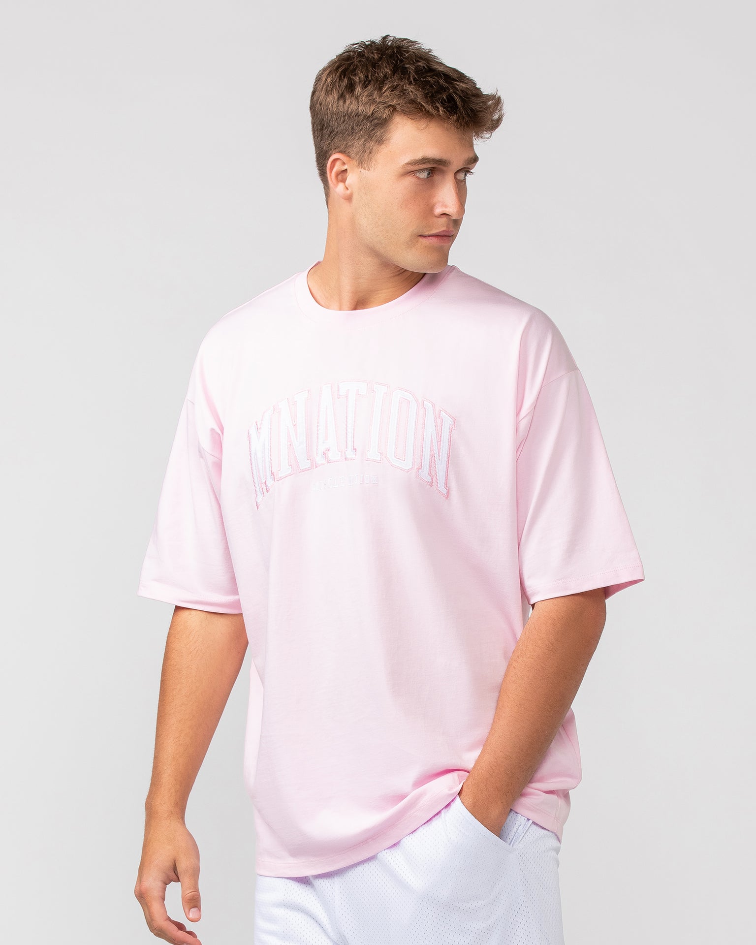 Varsity Oversized Tee - Pale Pink