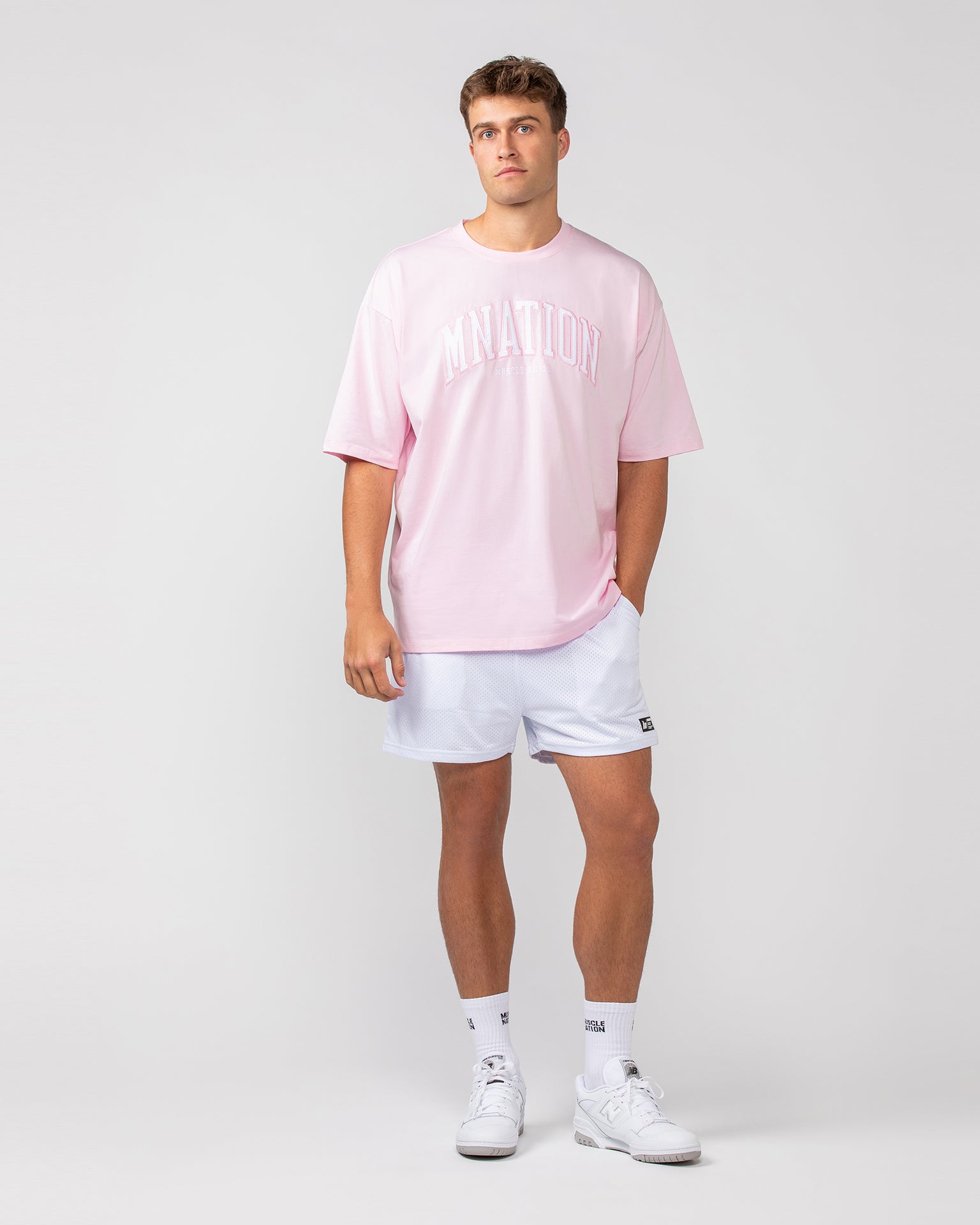 Varsity Oversized Tee - Pale Pink