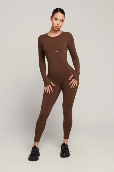 Long Sleeve Jumpsuit - Cacao | Kate Galliano Activewear