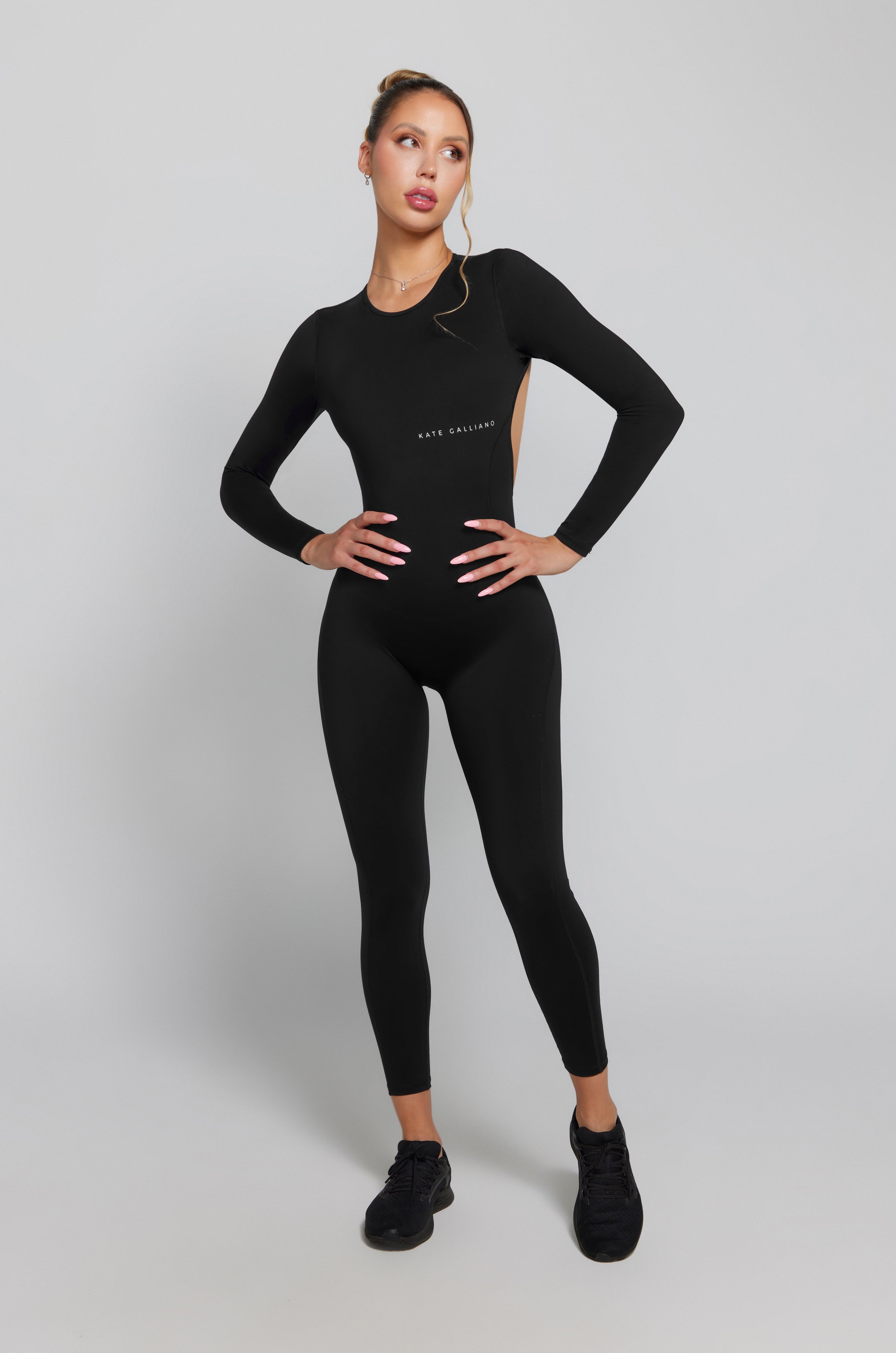 Long Sleeve Activewear Jumpsuit - Black