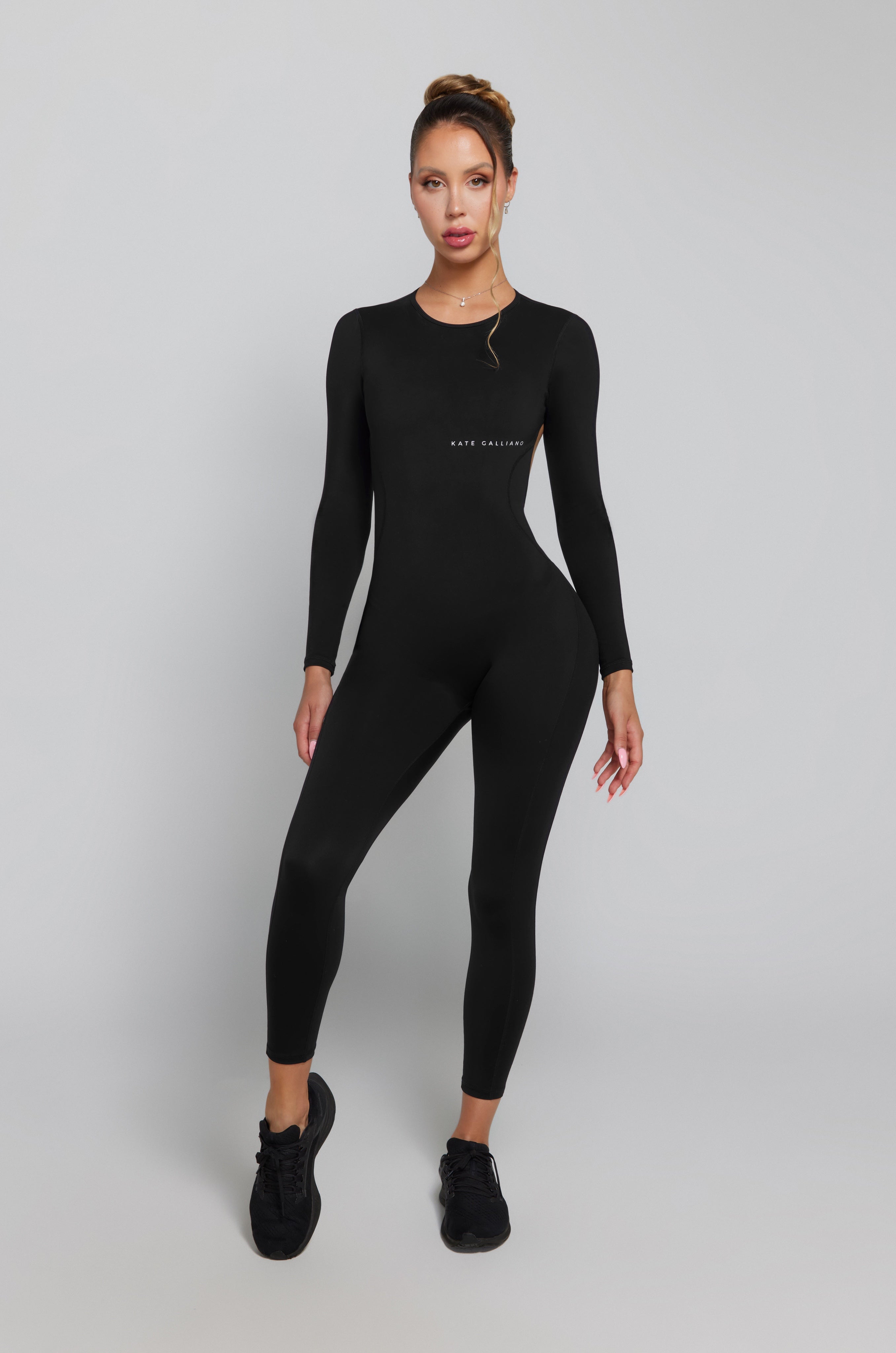 Long Sleeve Activewear Jumpsuit - Black