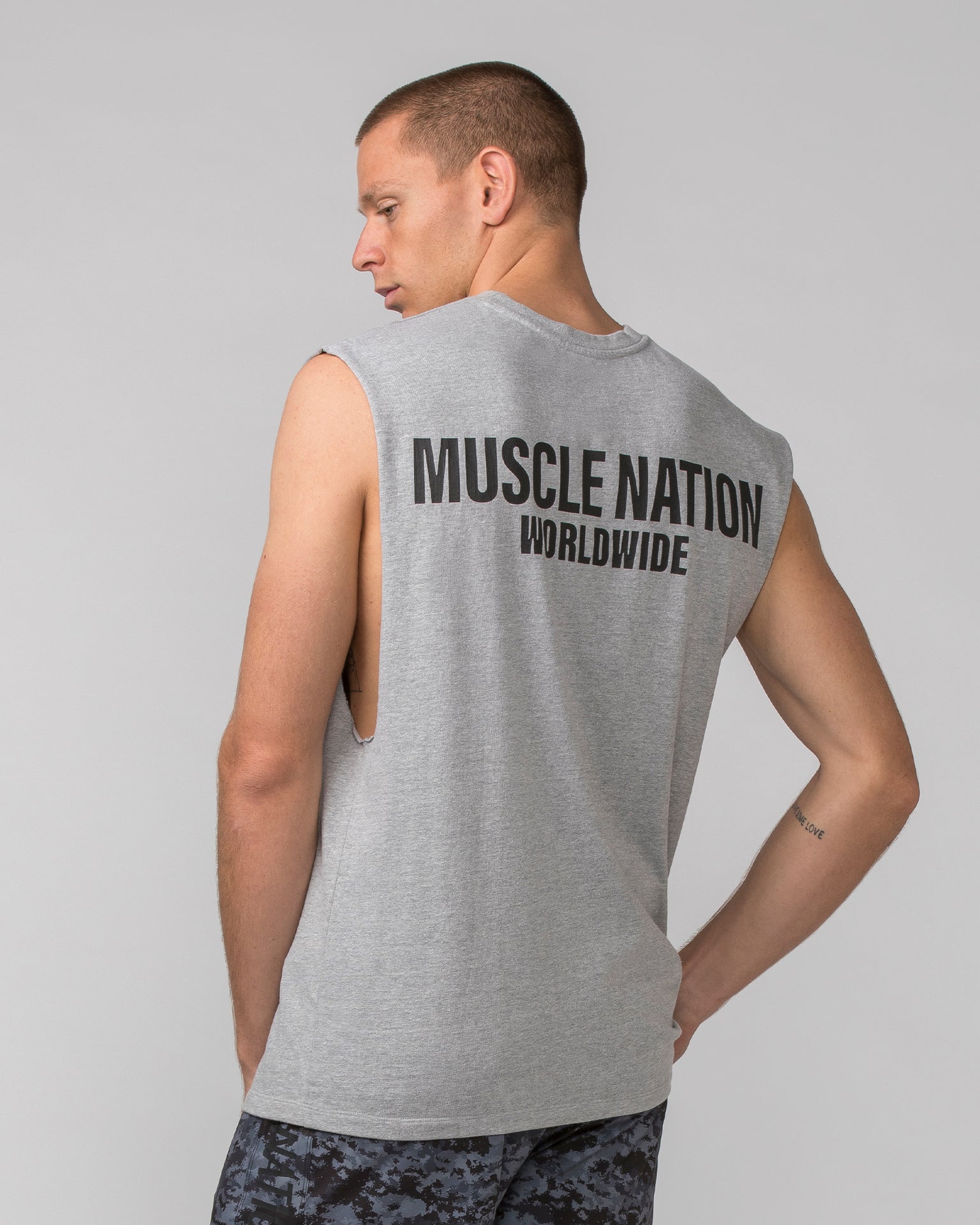 Worldwide Muscle Tank - Light Grey Marl