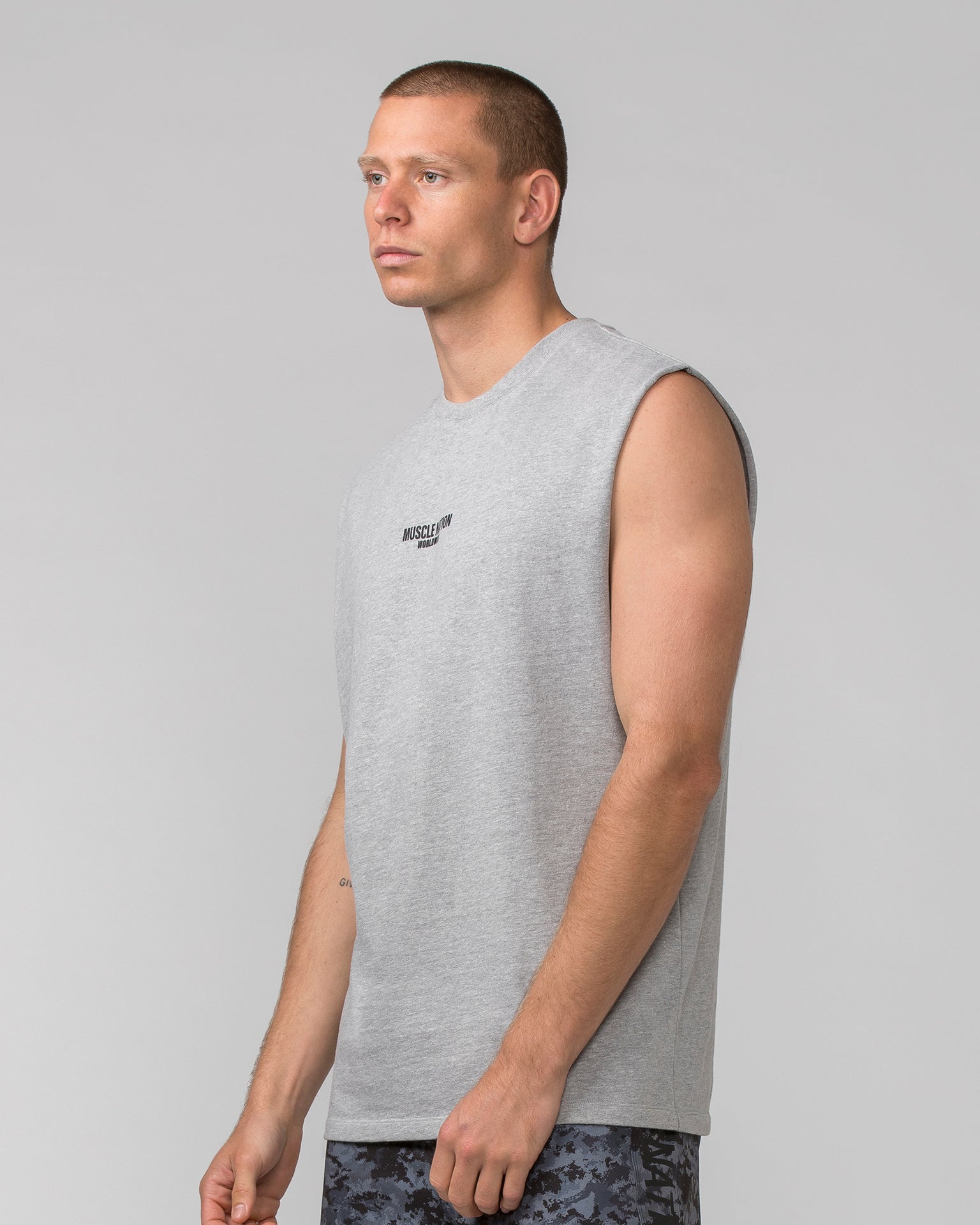 Worldwide Muscle Tank - Light Grey Marl