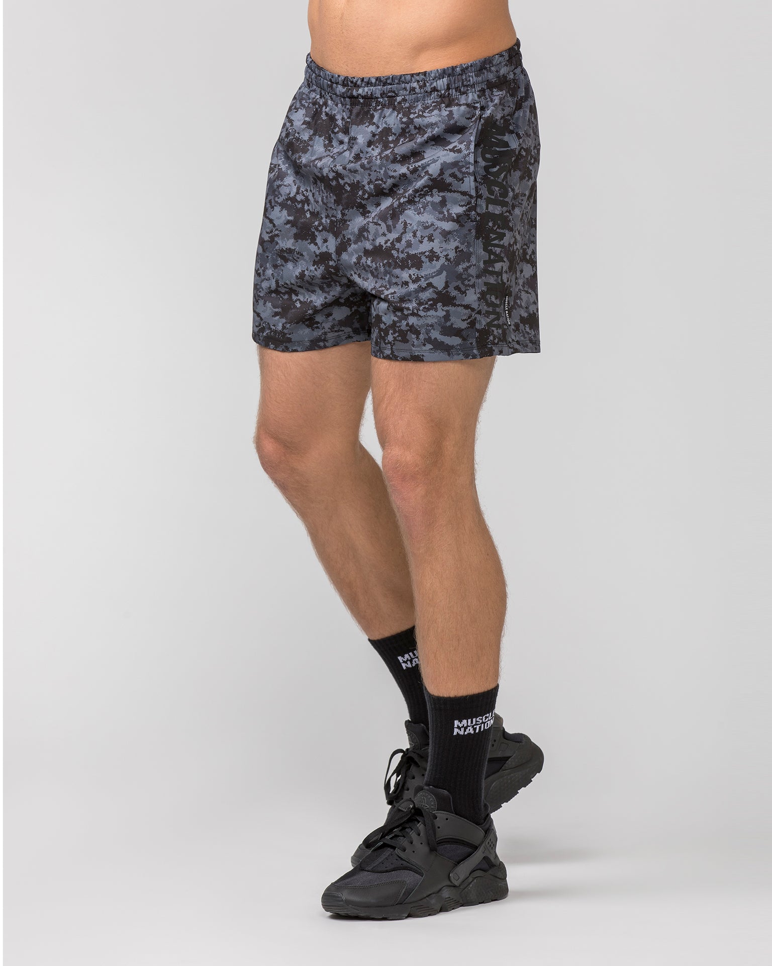 Function 4'' Shorts - Grey/ Black Distressed Print