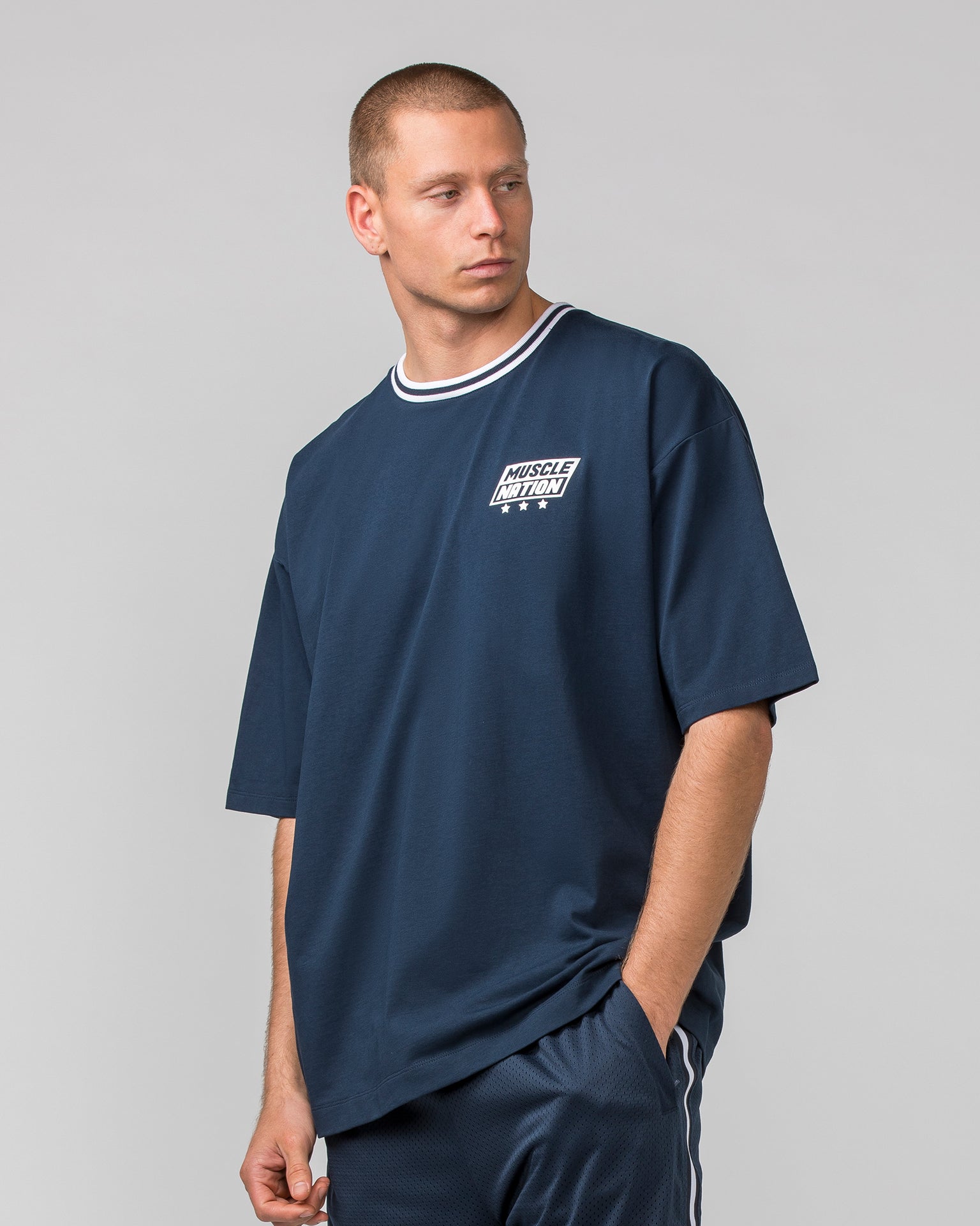 Throwback Oversized Tee - Navy