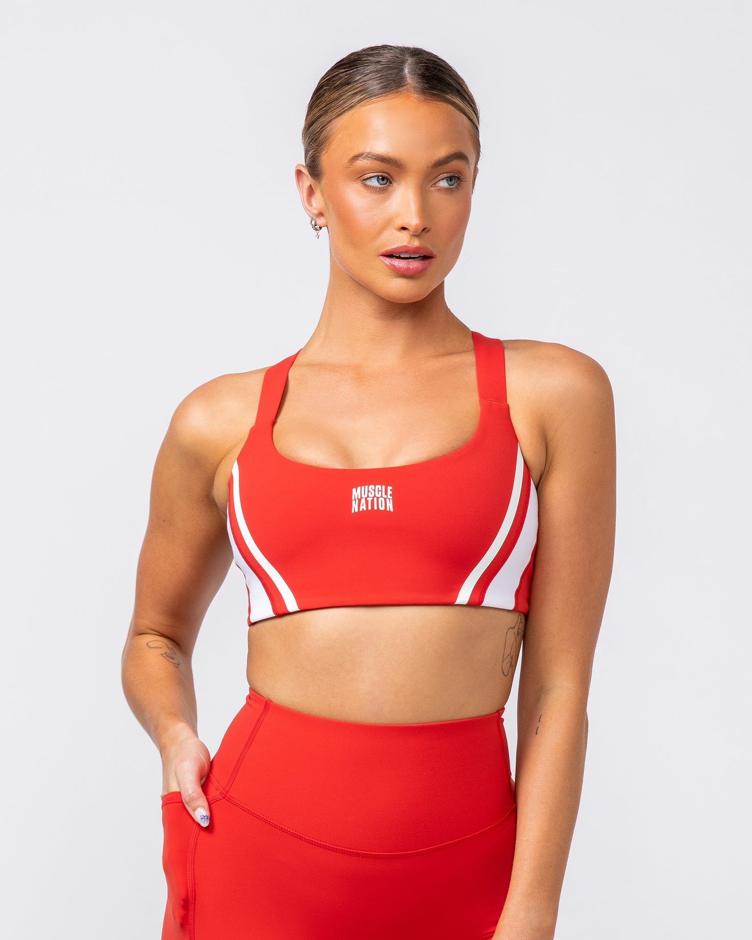 Precision Bra - Crimson / White