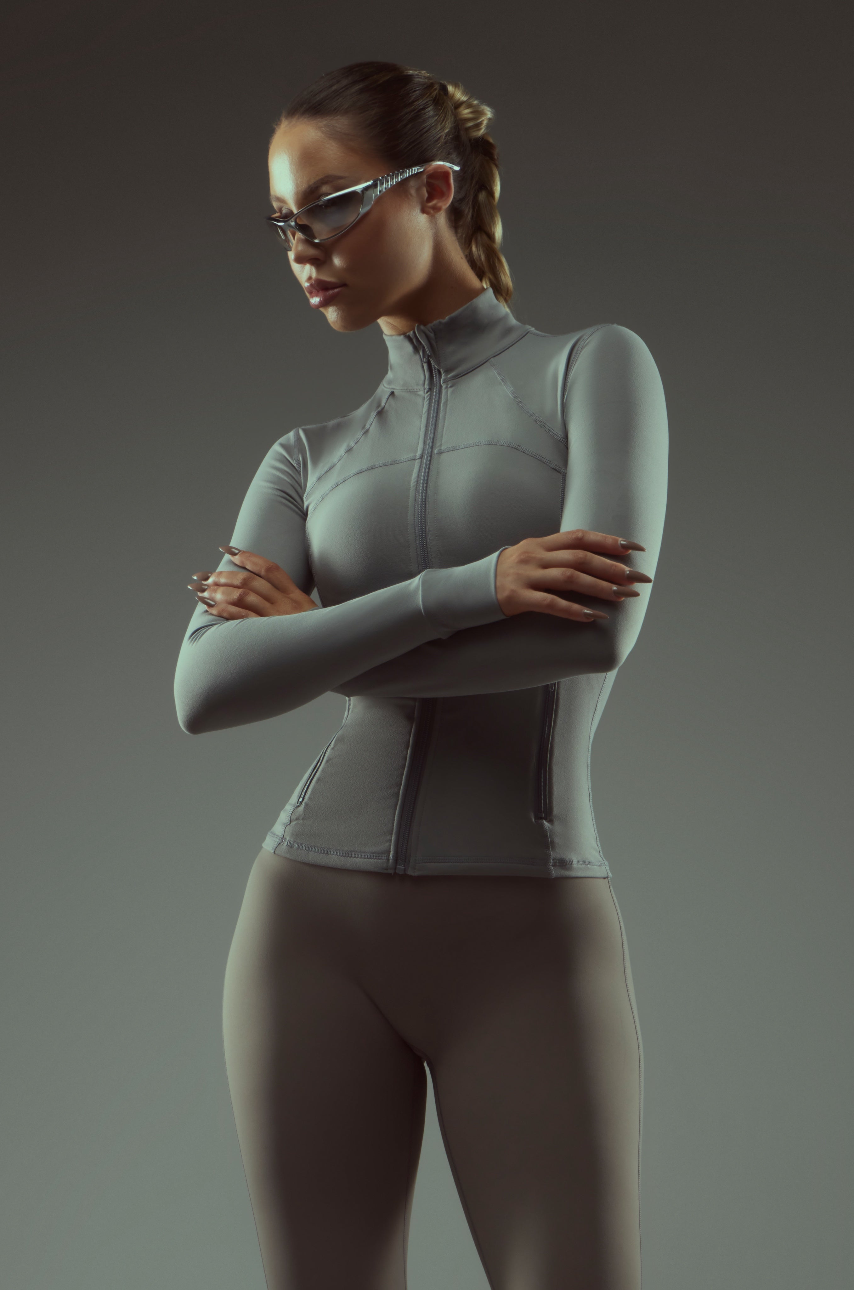 Zip Up BBL Jacket Light Grey | Kate Galliano Activewear