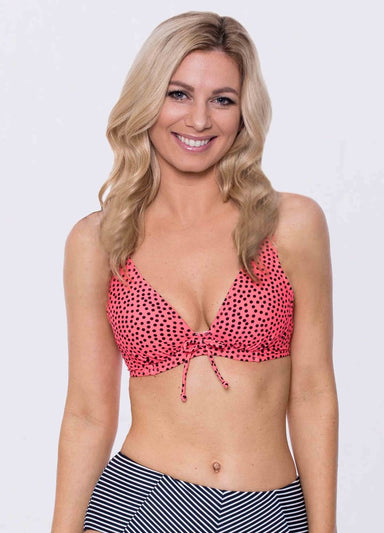 Spotted Tie Front Bikini Top-0