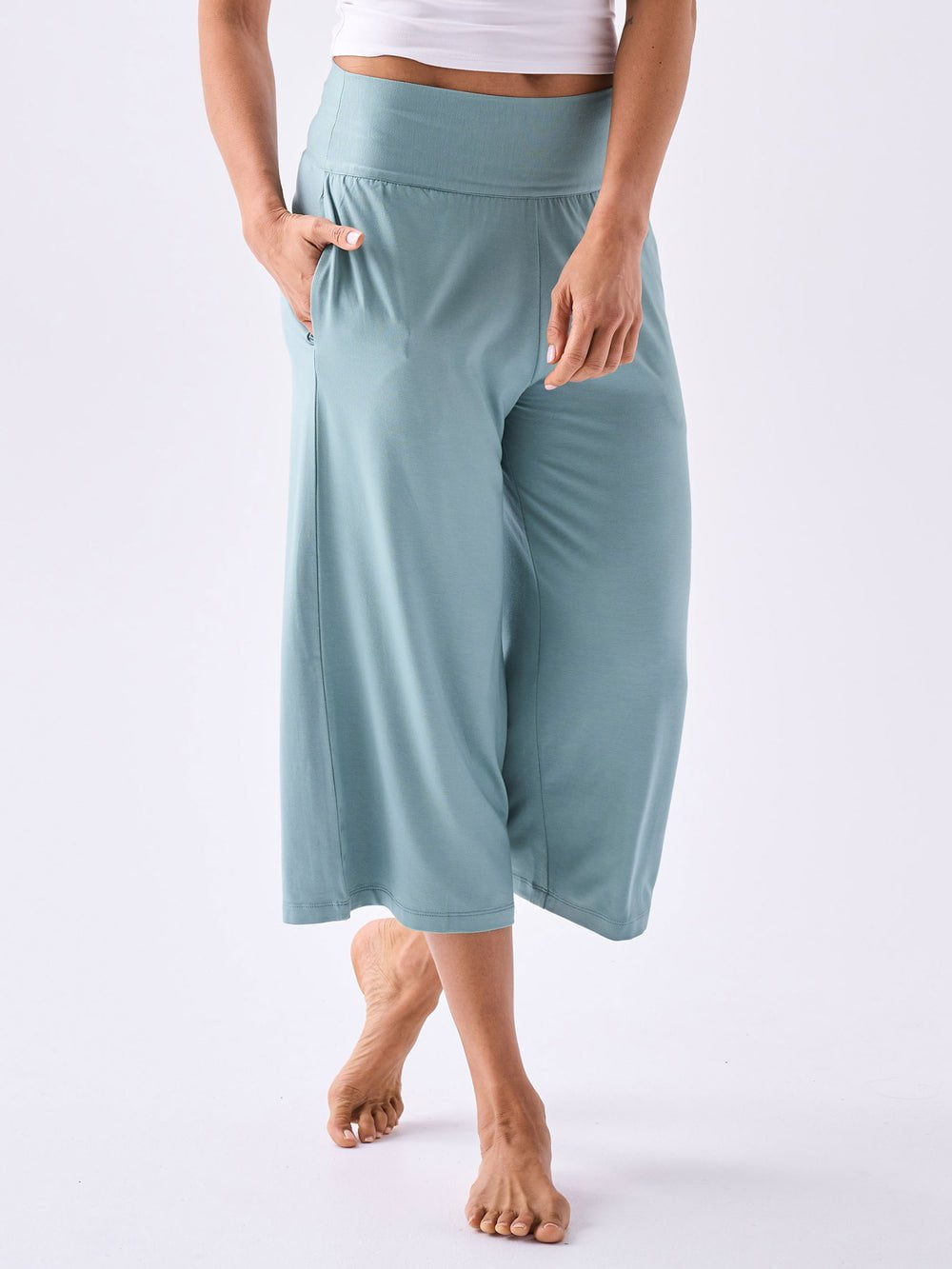 Modal Cropped Wide Leg - Petrol Blue – Dharma Bums Yoga and Activewear