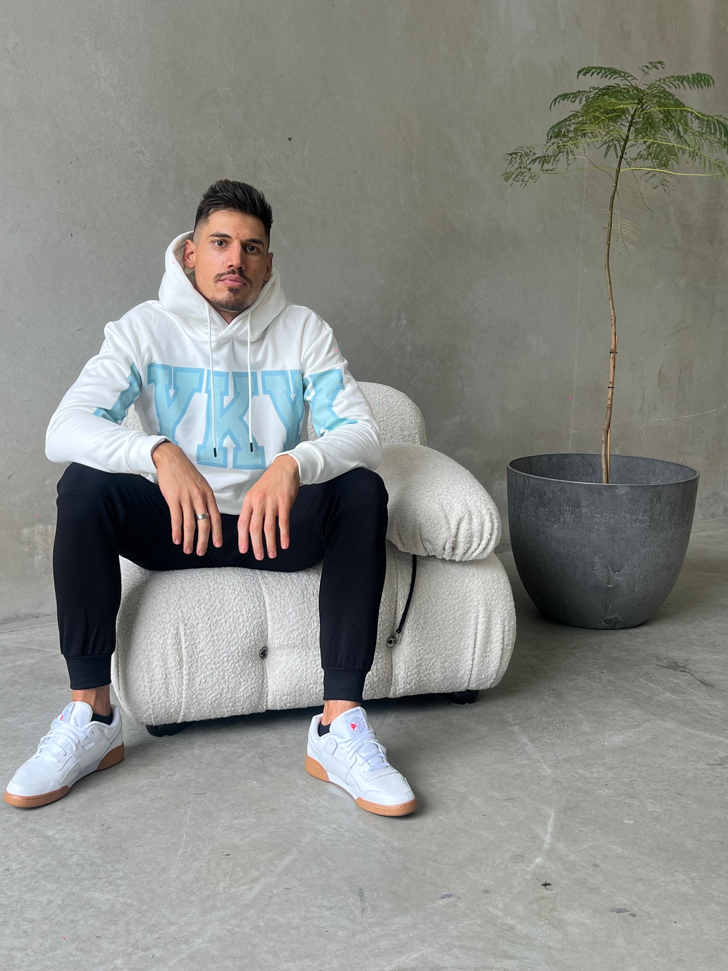 jem sporting Hoodie Embellished hoodie - PURE WHITE/GLACIER BLUE