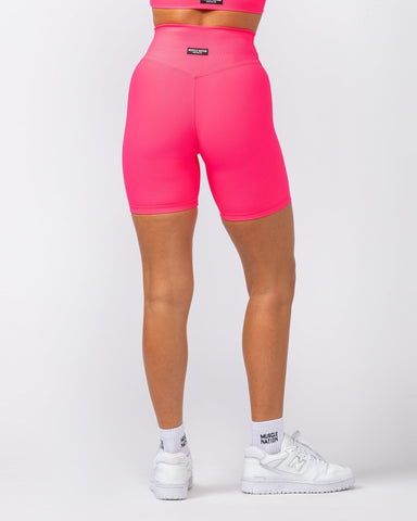 Muscle Nation Bike Shorts Zero Rise Rib Bike Shorts - Neon Pink