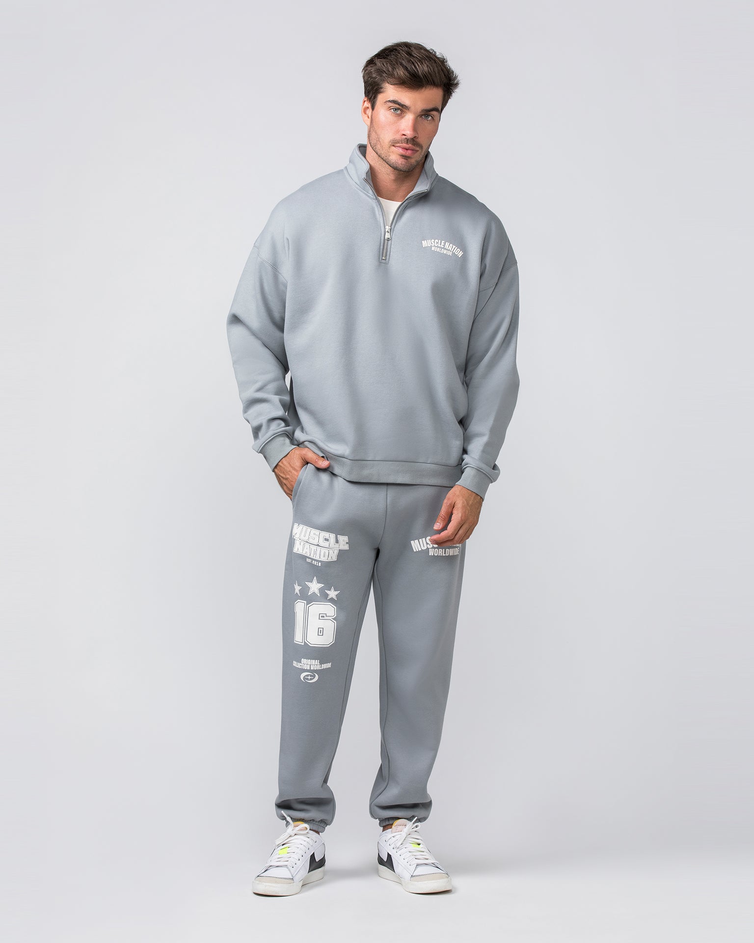 Muscle Nation Jumpers Classic Quarter Zip - Jet Grey