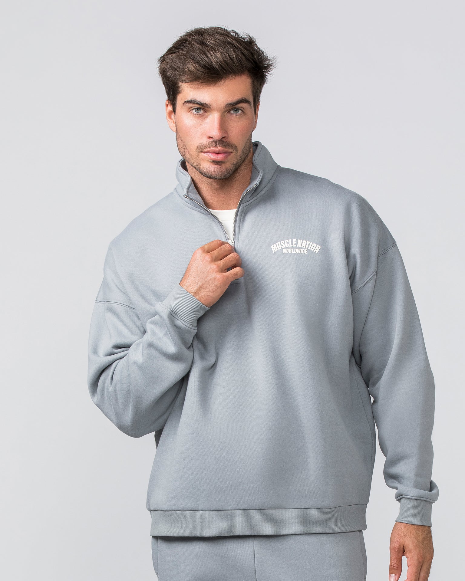 Muscle Nation Jumpers Classic Quarter Zip - Jet Grey