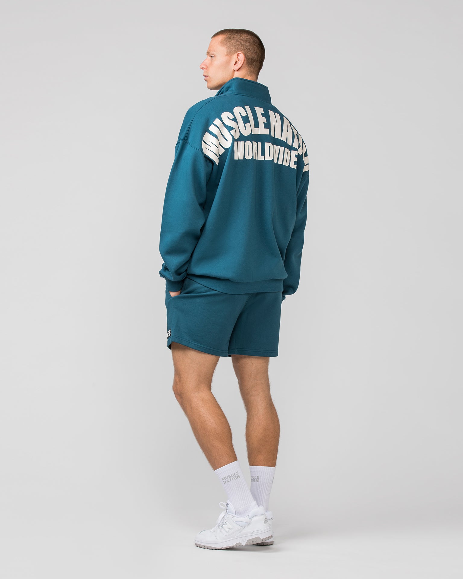 Muscle Nation Jumpers Classic Quarter Zip - Tidal Teal