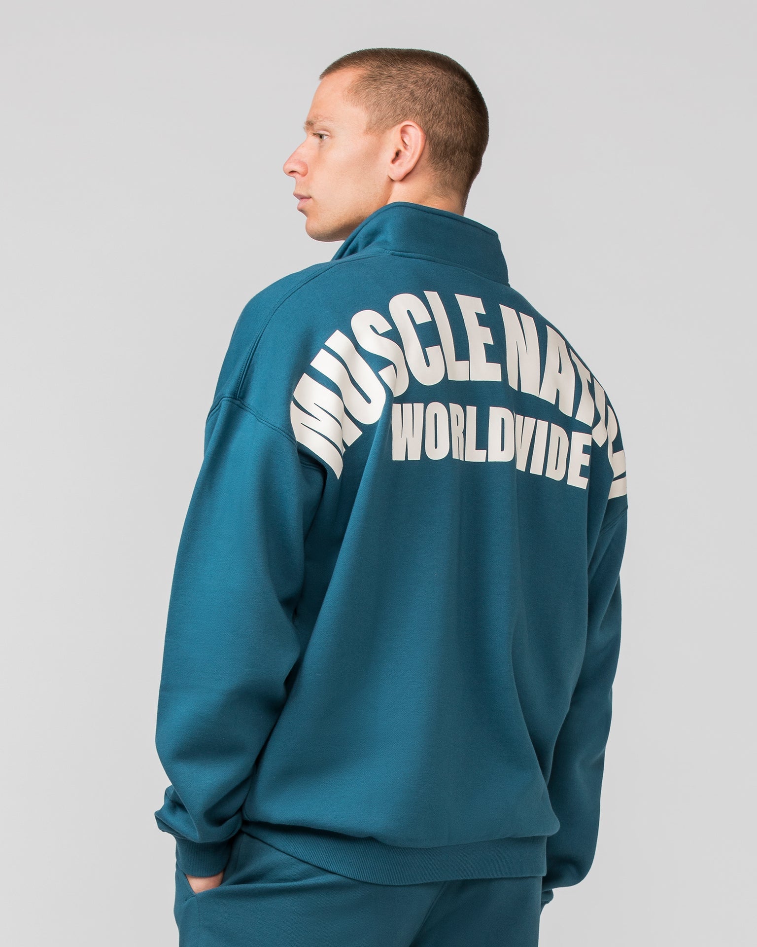 Muscle Nation Jumpers Classic Quarter Zip - Tidal Teal