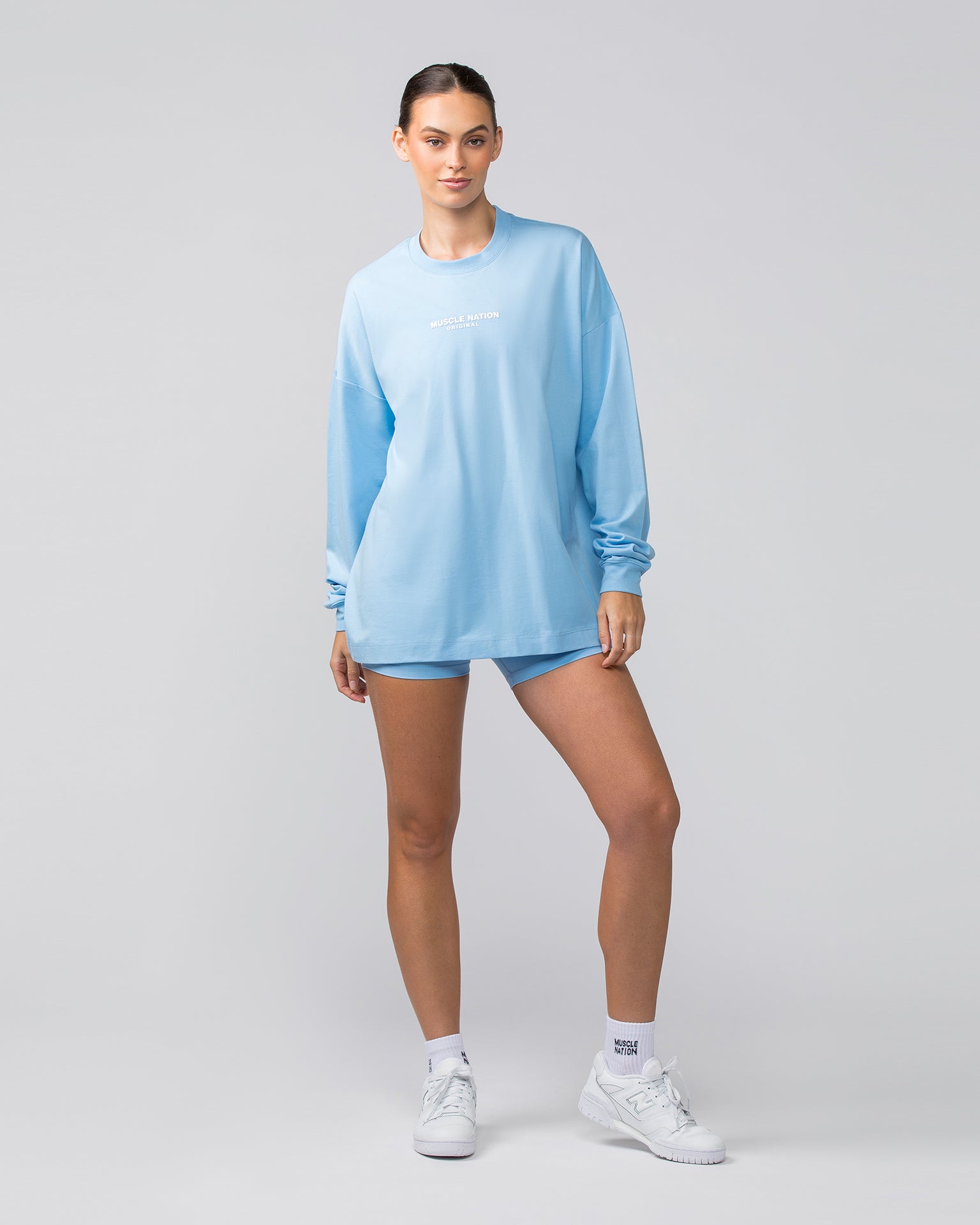 Muscle Nation Jumpers OG Oversized Long Sleeve Tee - Skyride