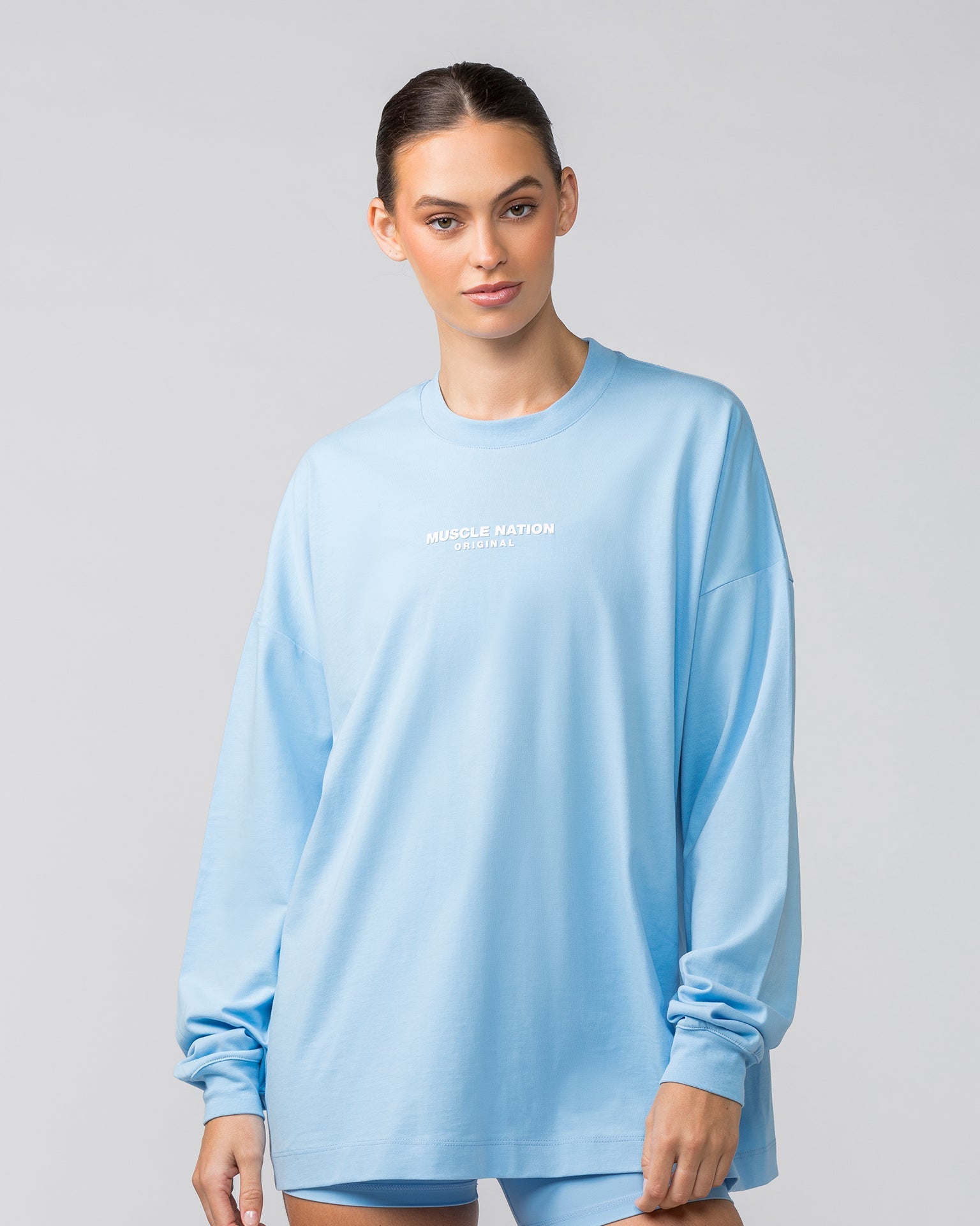 Muscle Nation Jumpers OG Oversized Long Sleeve Tee - Skyride