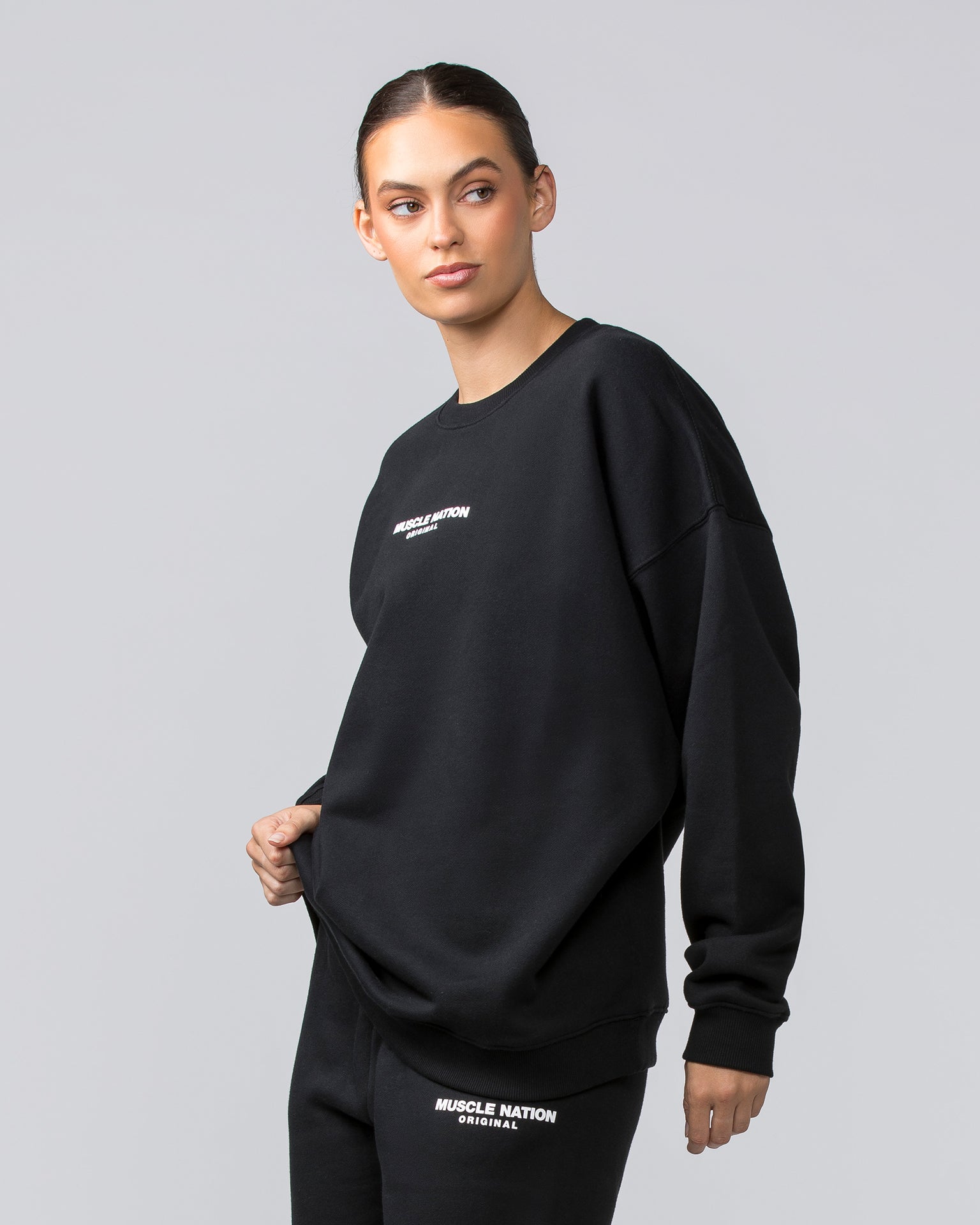 Muscle Nation Jumpers Weekend Oversized Pullover - Black