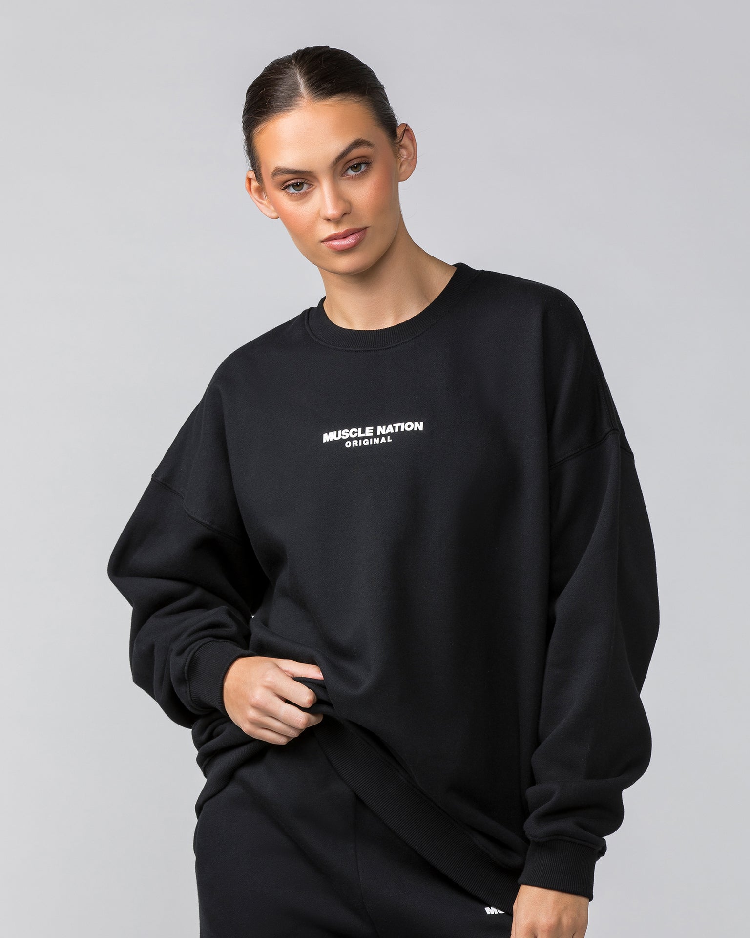 Muscle Nation Jumpers Weekend Oversized Pullover - Black