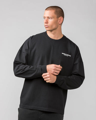 Muscle Nation Long Sleeve Tops Worldwide Long Sleeve Tee - Black