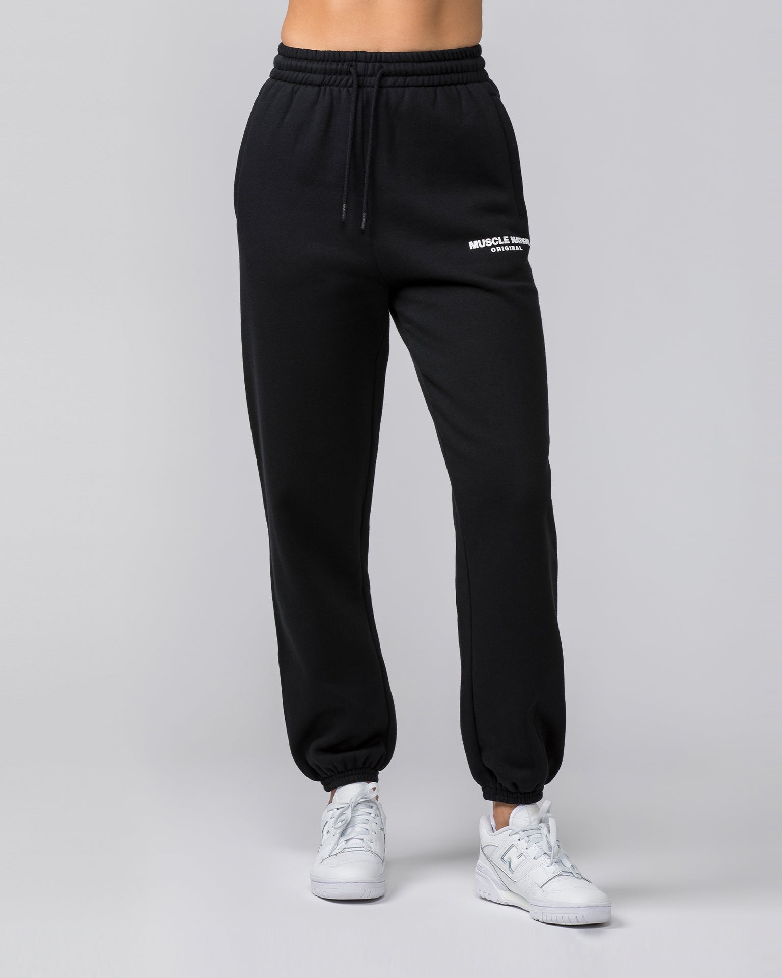 Muscle Nation Men's Track Pants Weekend Slouchy Trackies - Black