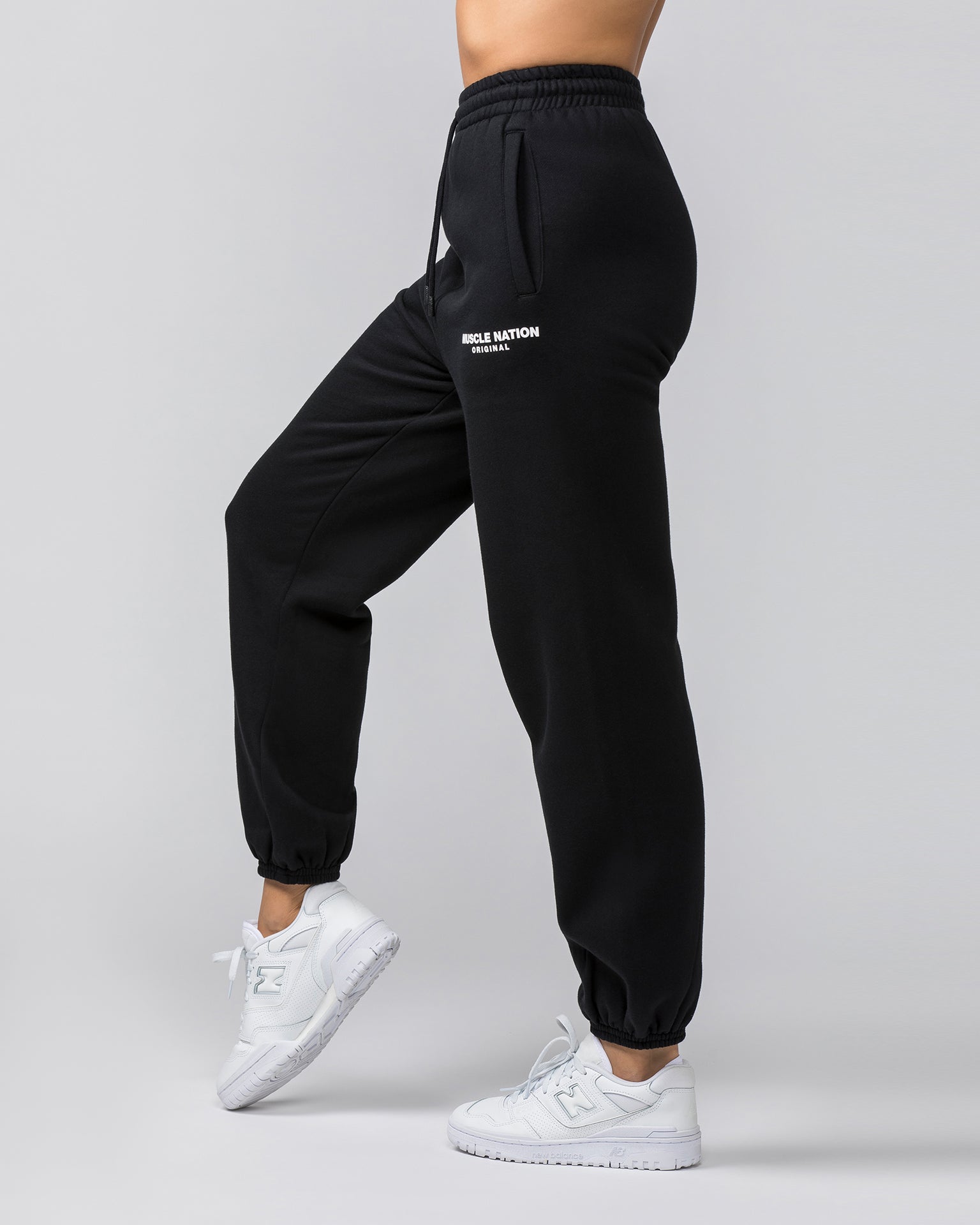 Muscle Nation Men's Track Pants Weekend Slouchy Trackies - Black